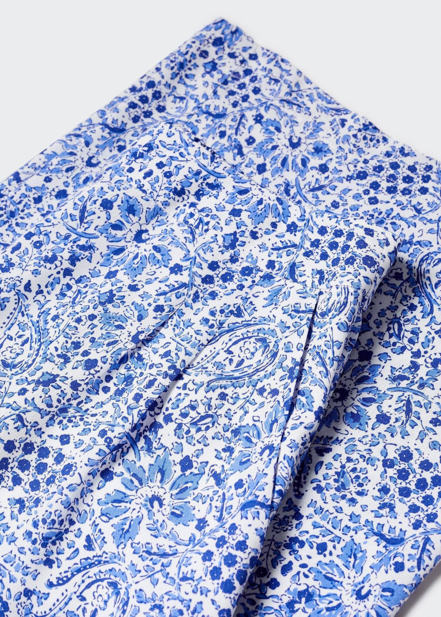 Blue Floral Print Culotte Trousers, , large image number 3