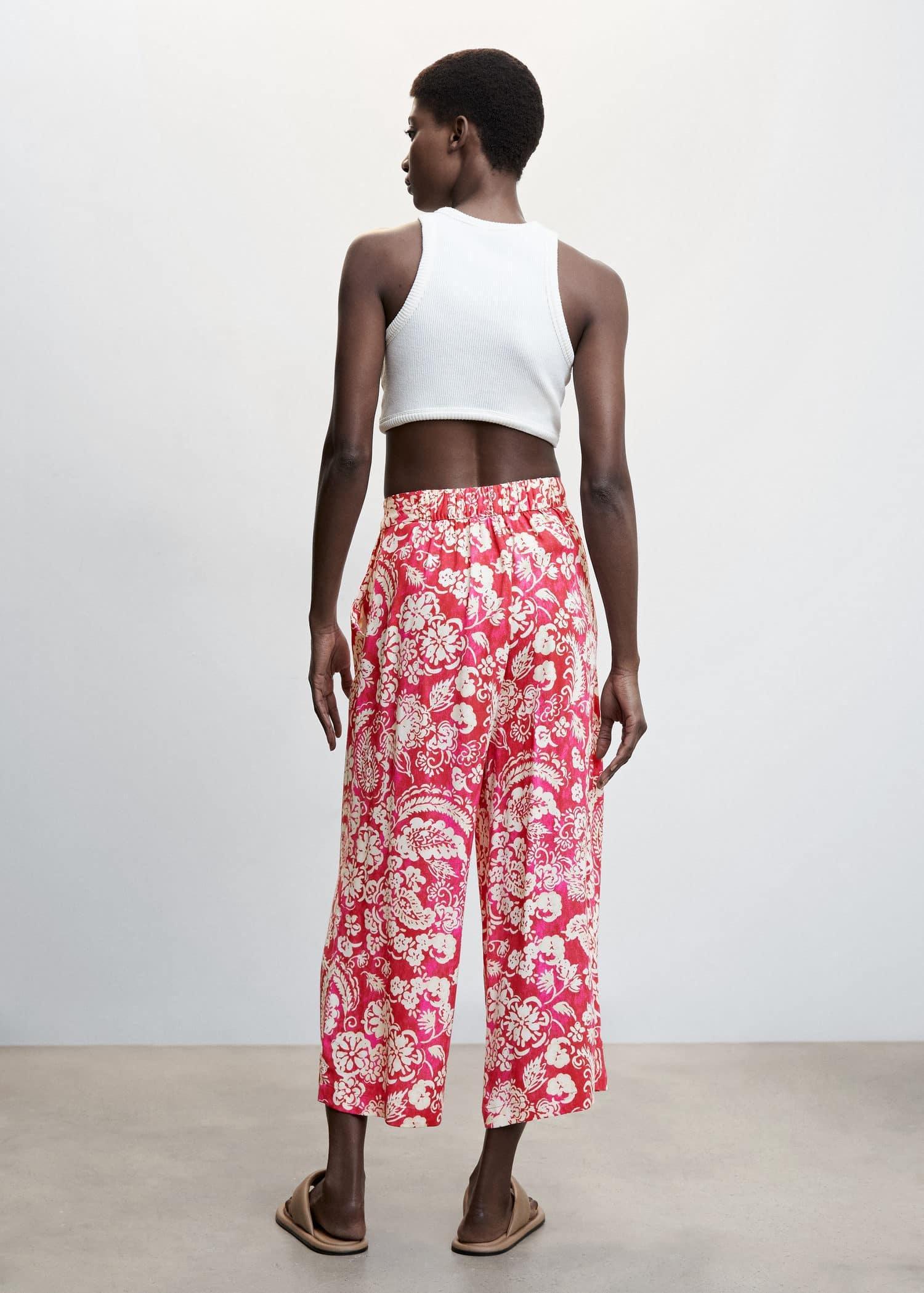Pink Floral Print Culotte Trousers, , large image number 2