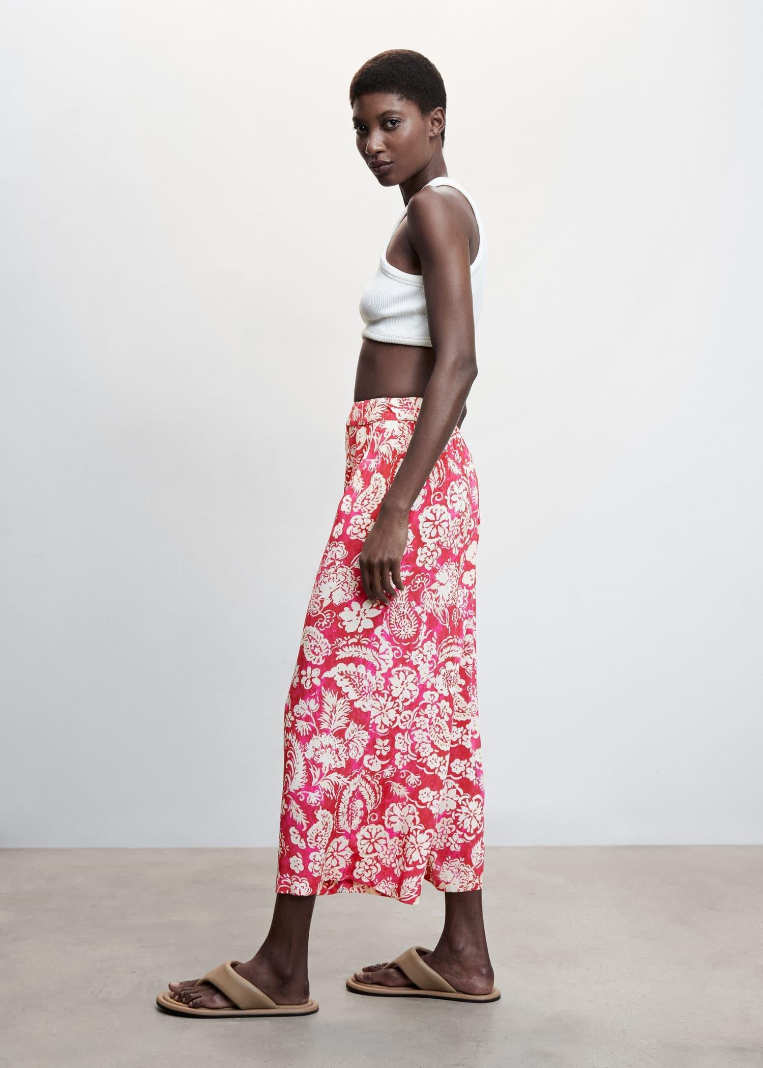 Pink Floral Print Culotte Trousers, , large image number 3