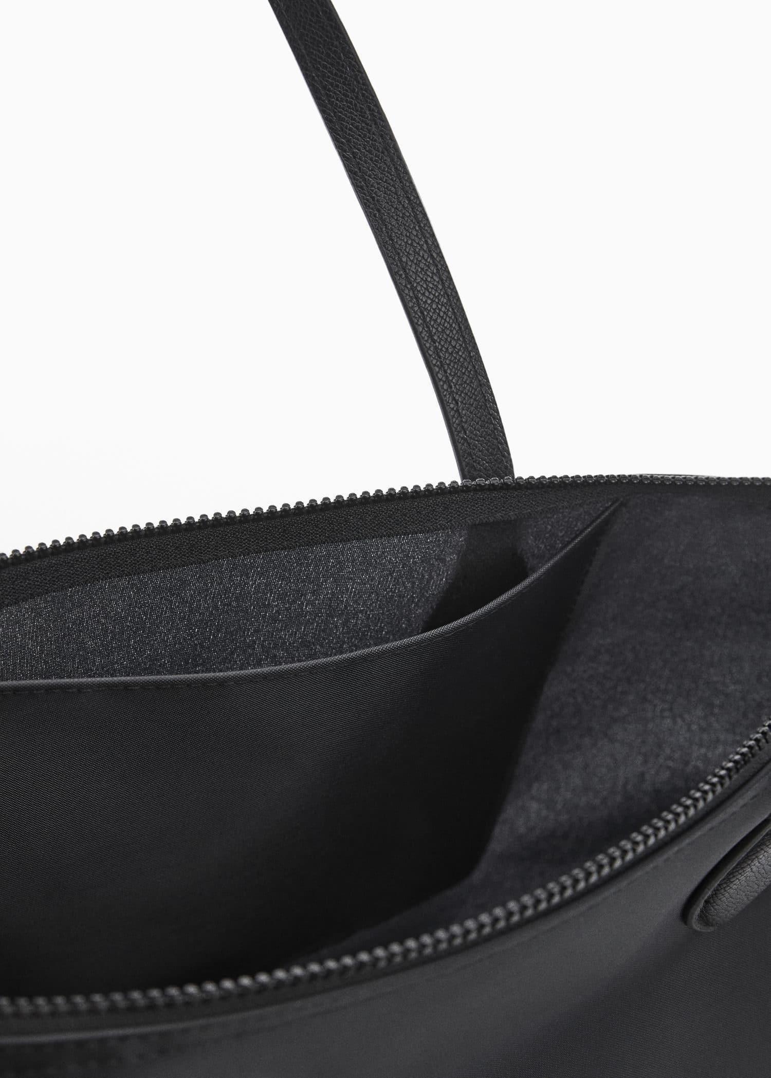 Black Nylon Shopper Bag, , large image number 3