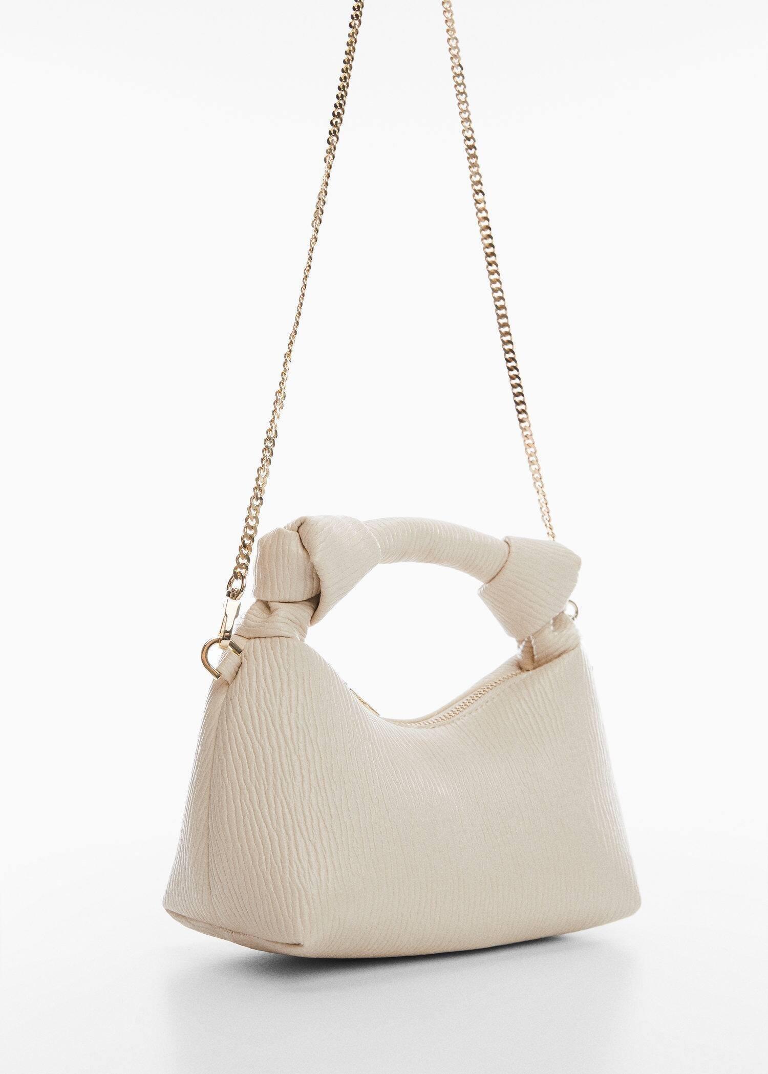 White Textured Knot Handle Bag, , large image number 0