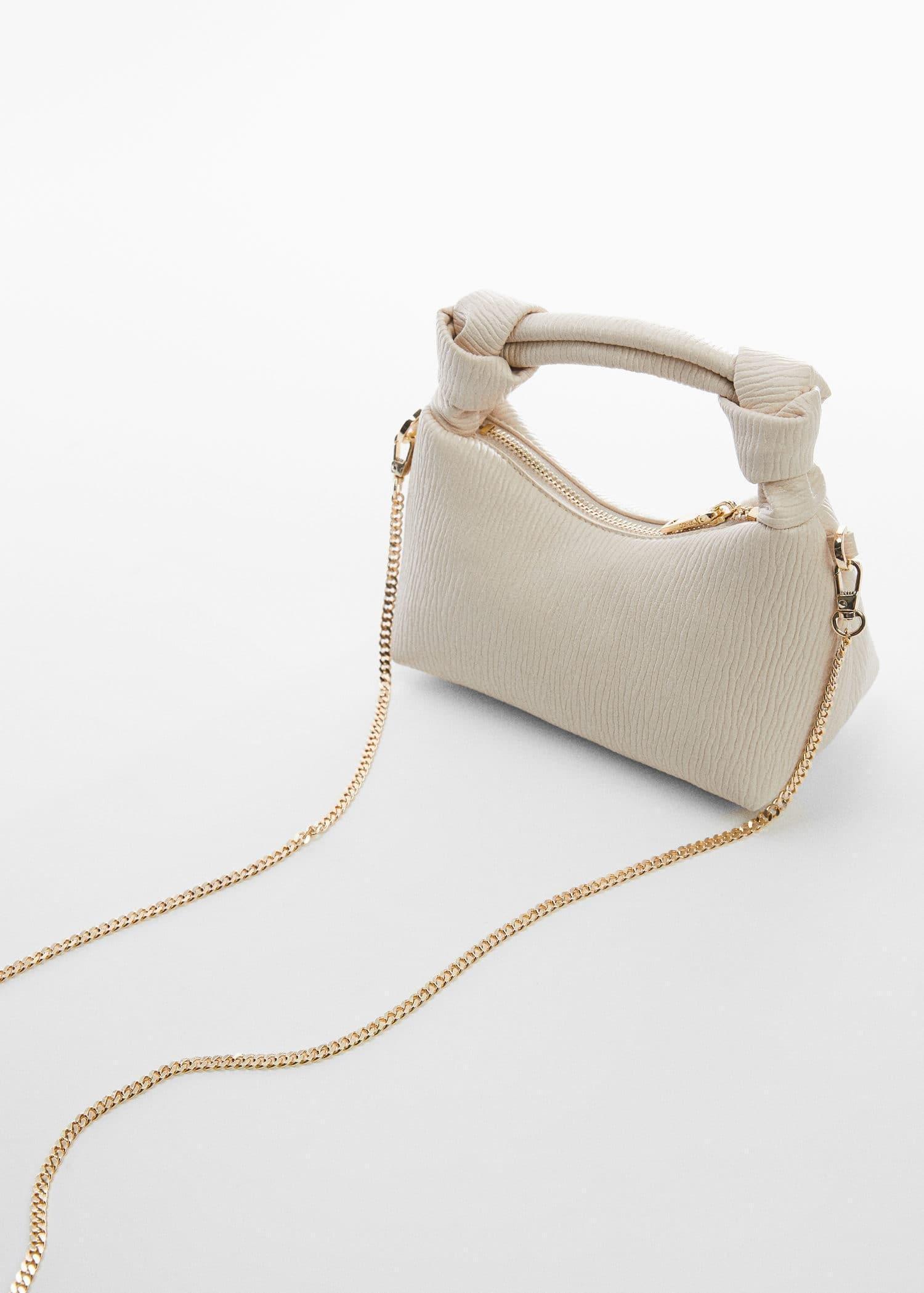 White Textured Knot Handle Bag, , large image number 1