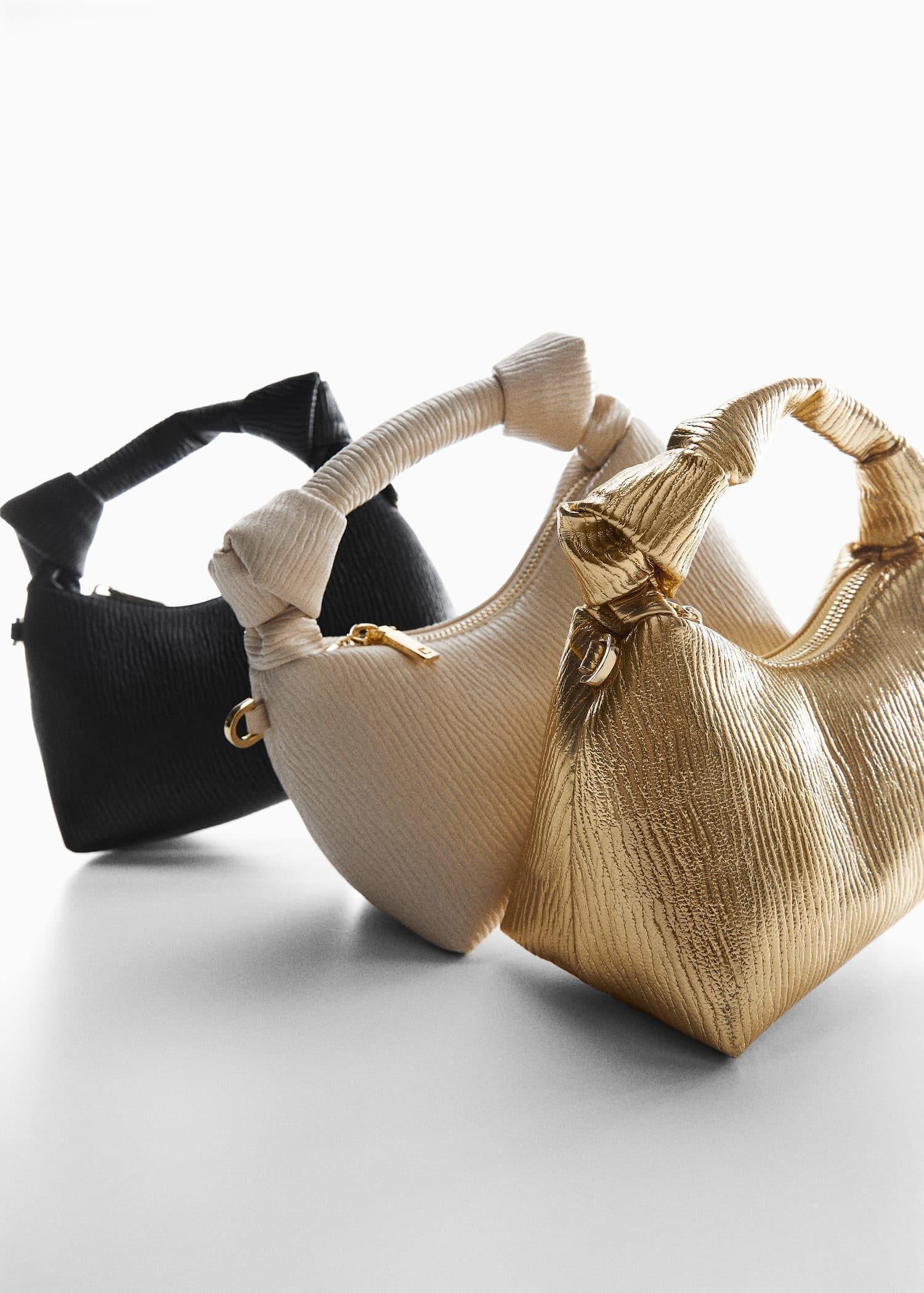 White Textured Knot Handle Bag, , large image number 2