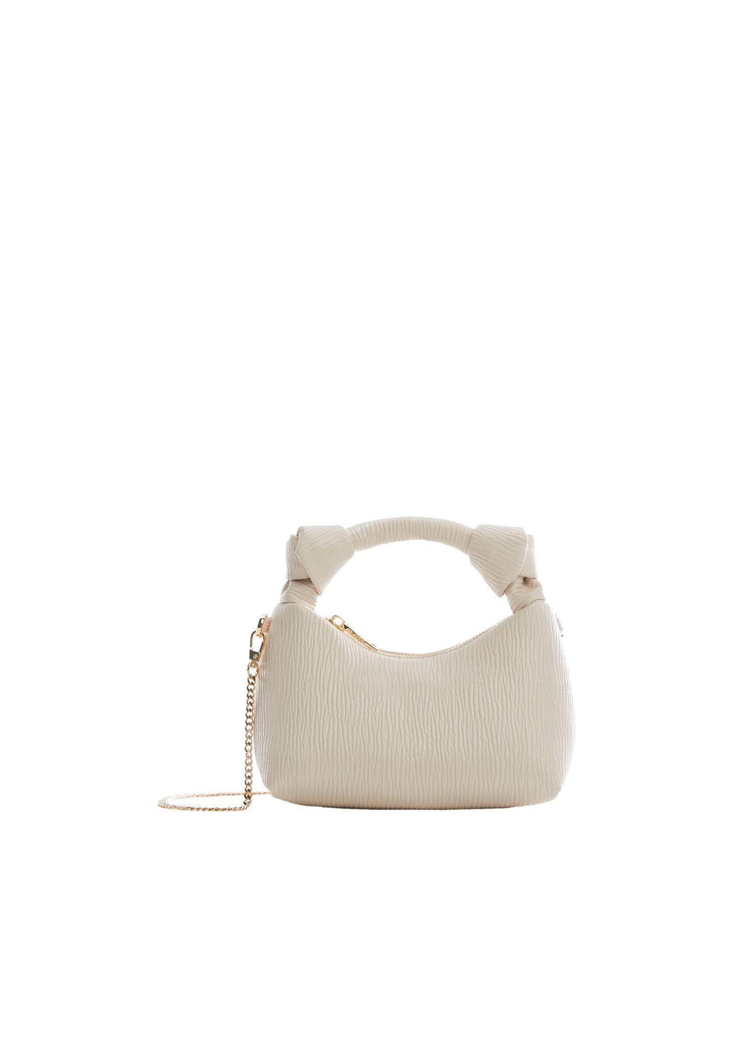 White Textured Knot Handle Bag, , large image number 4