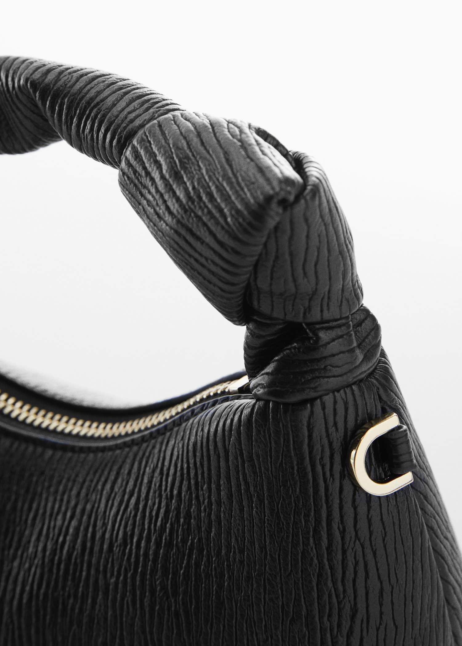Black Textured Knot Handle Bag, , large image number 3