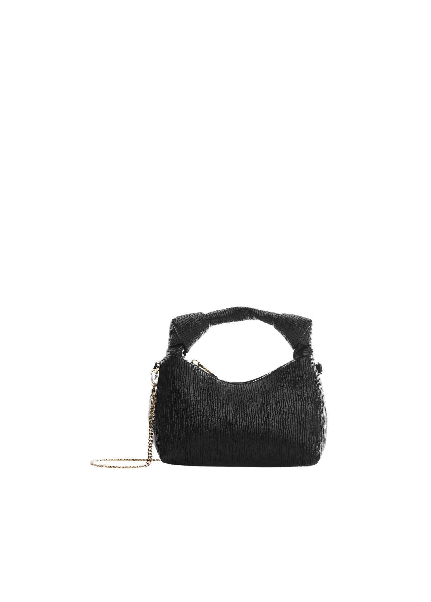 Black Textured Knot Handle Bag, , large image number 4