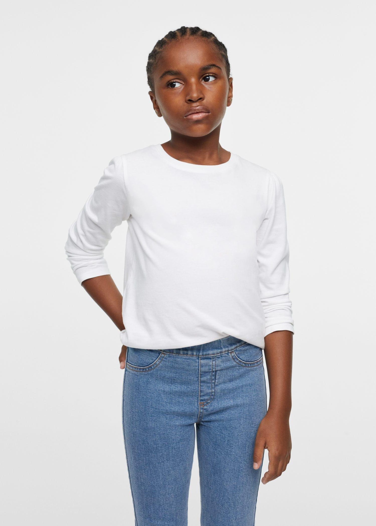 Blue Elastic High-Waist Jeggings, Kids Girls, , large image number 2