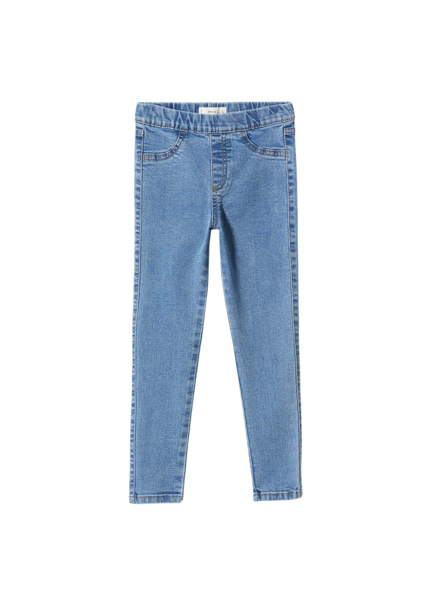 Blue Elastic High-Waist Jeggings, Kids Girls, , large image number 3
