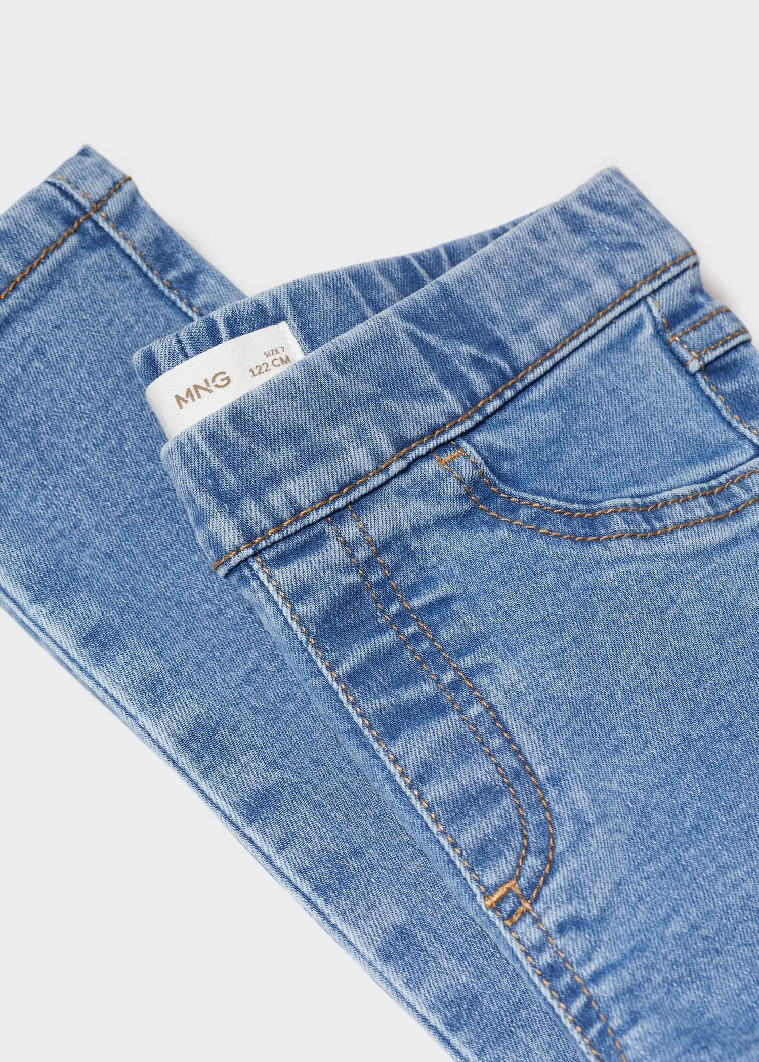 Blue Elastic High-Waist Jeggings, Kids Girls, , large image number 7