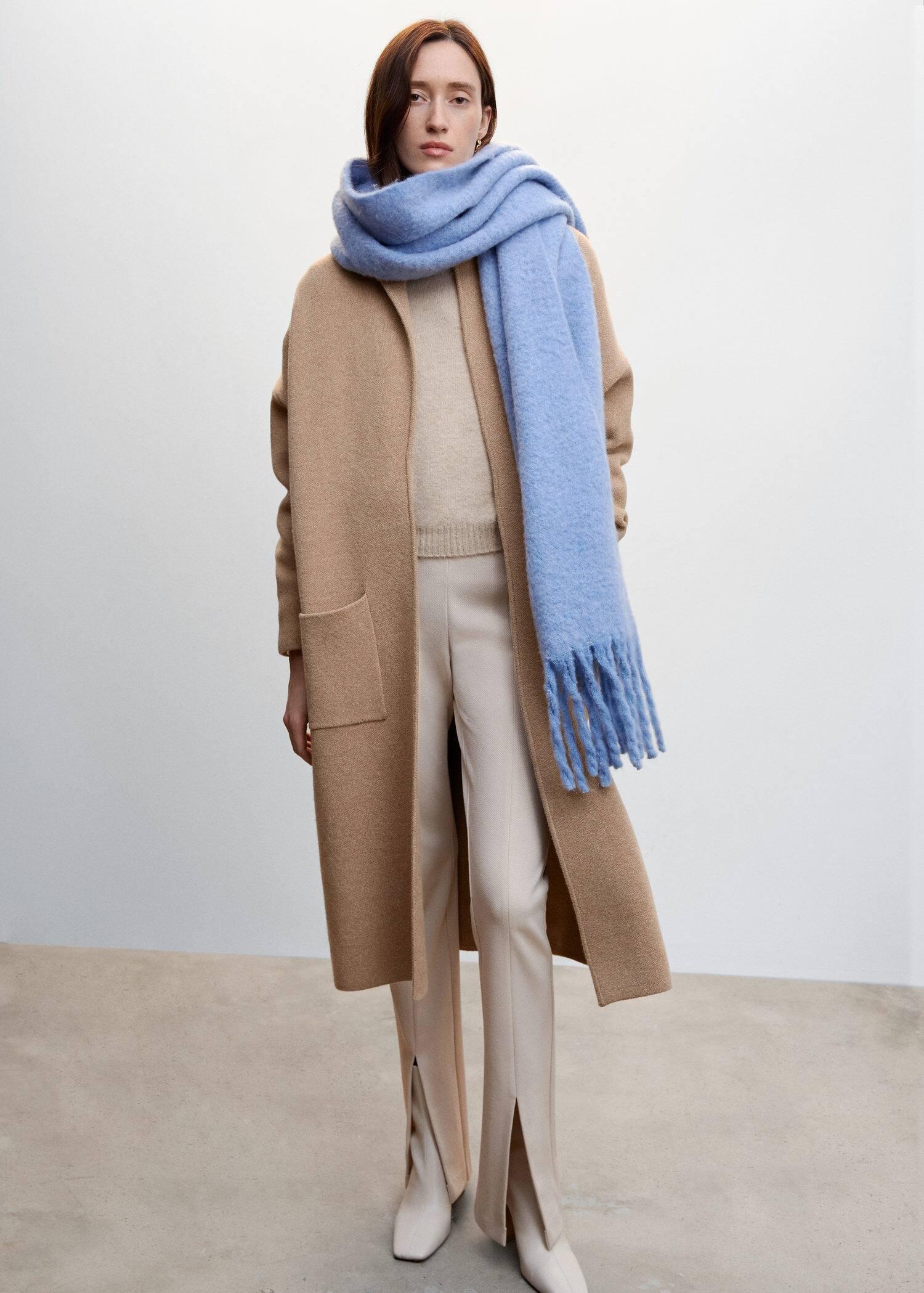 medium brown Oversized knitted coat with pockets, , large image number 1