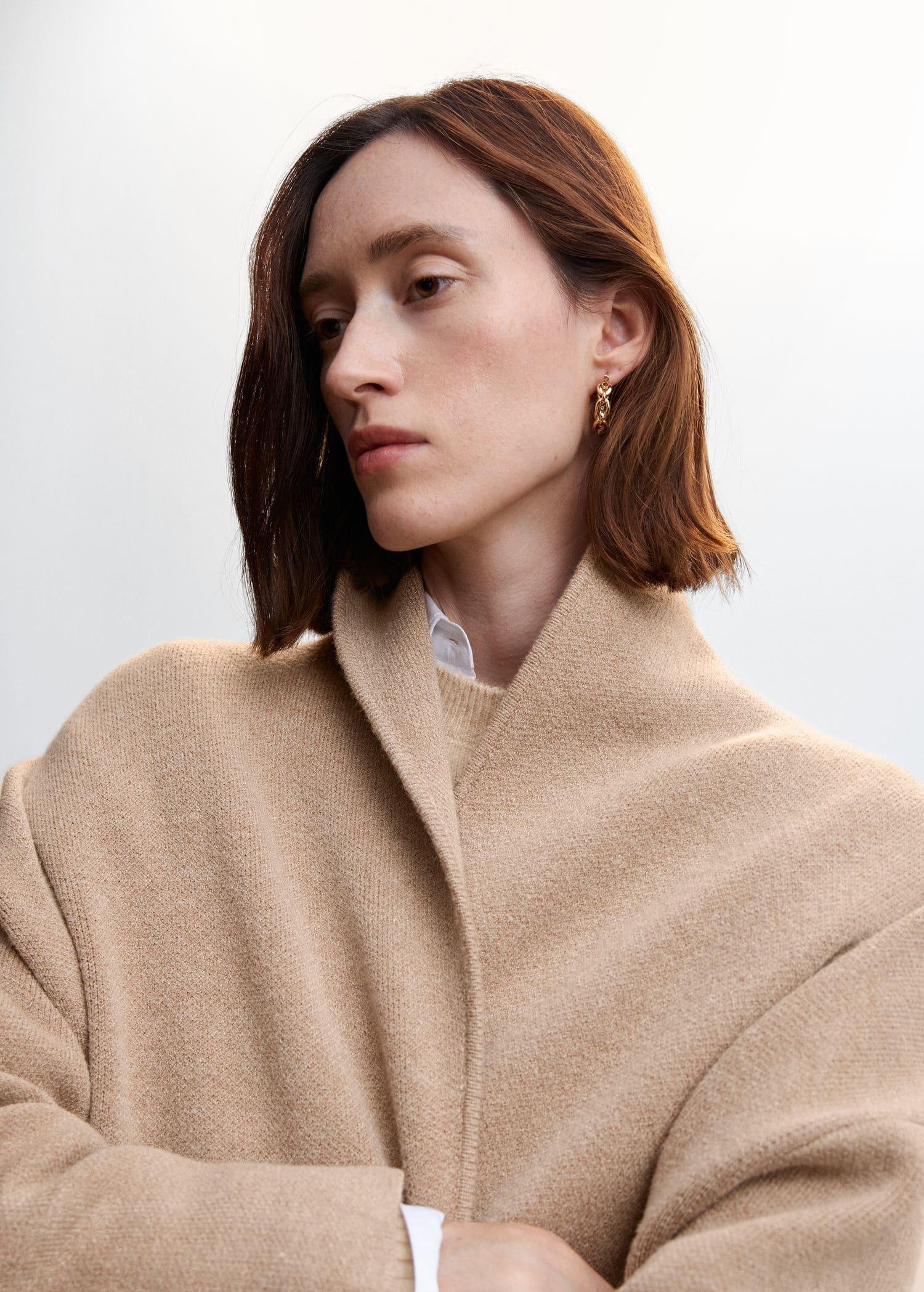 medium brown Oversized knitted coat with pockets, , large image number 2
