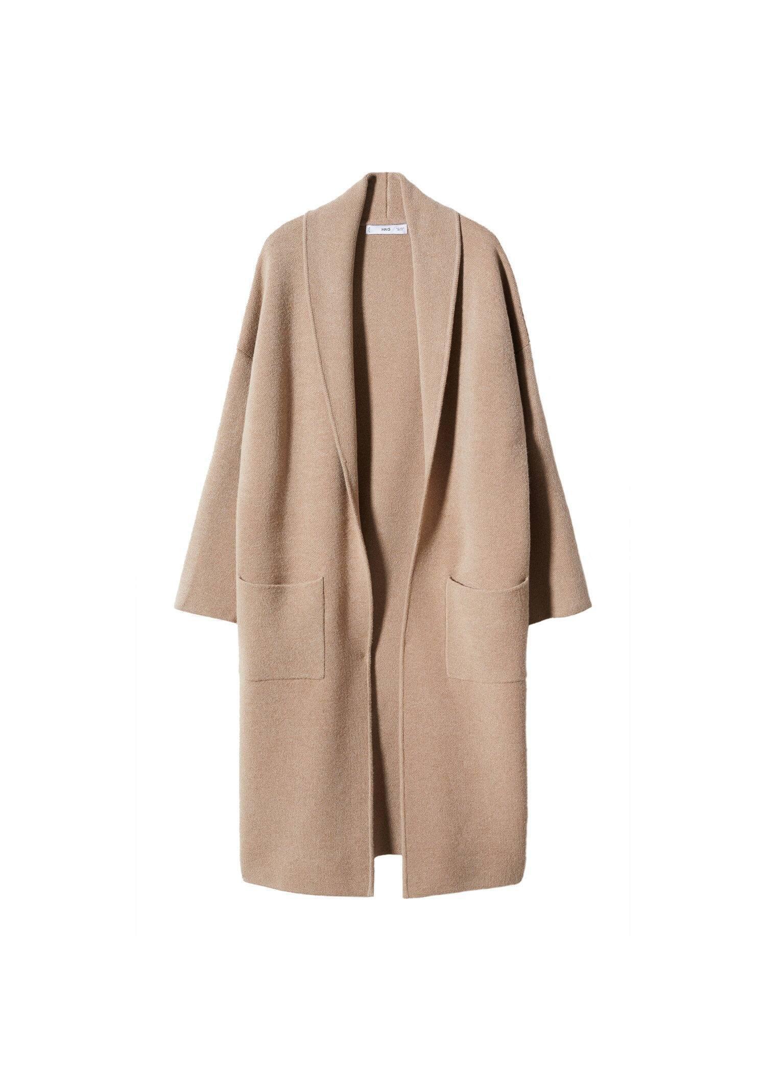 medium brown Oversized knitted coat with pockets, , large image number 3