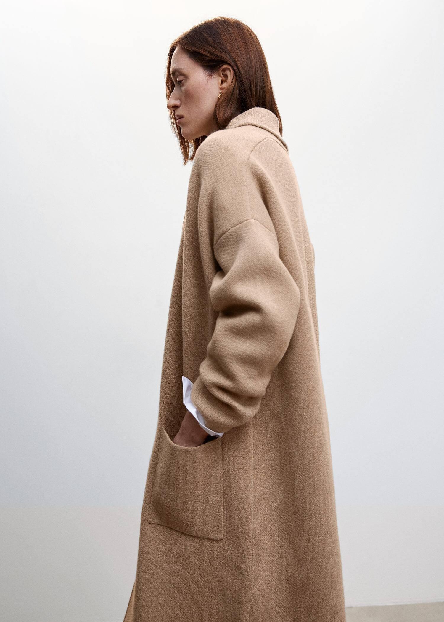 medium brown Oversized knitted coat with pockets, , large image number 4