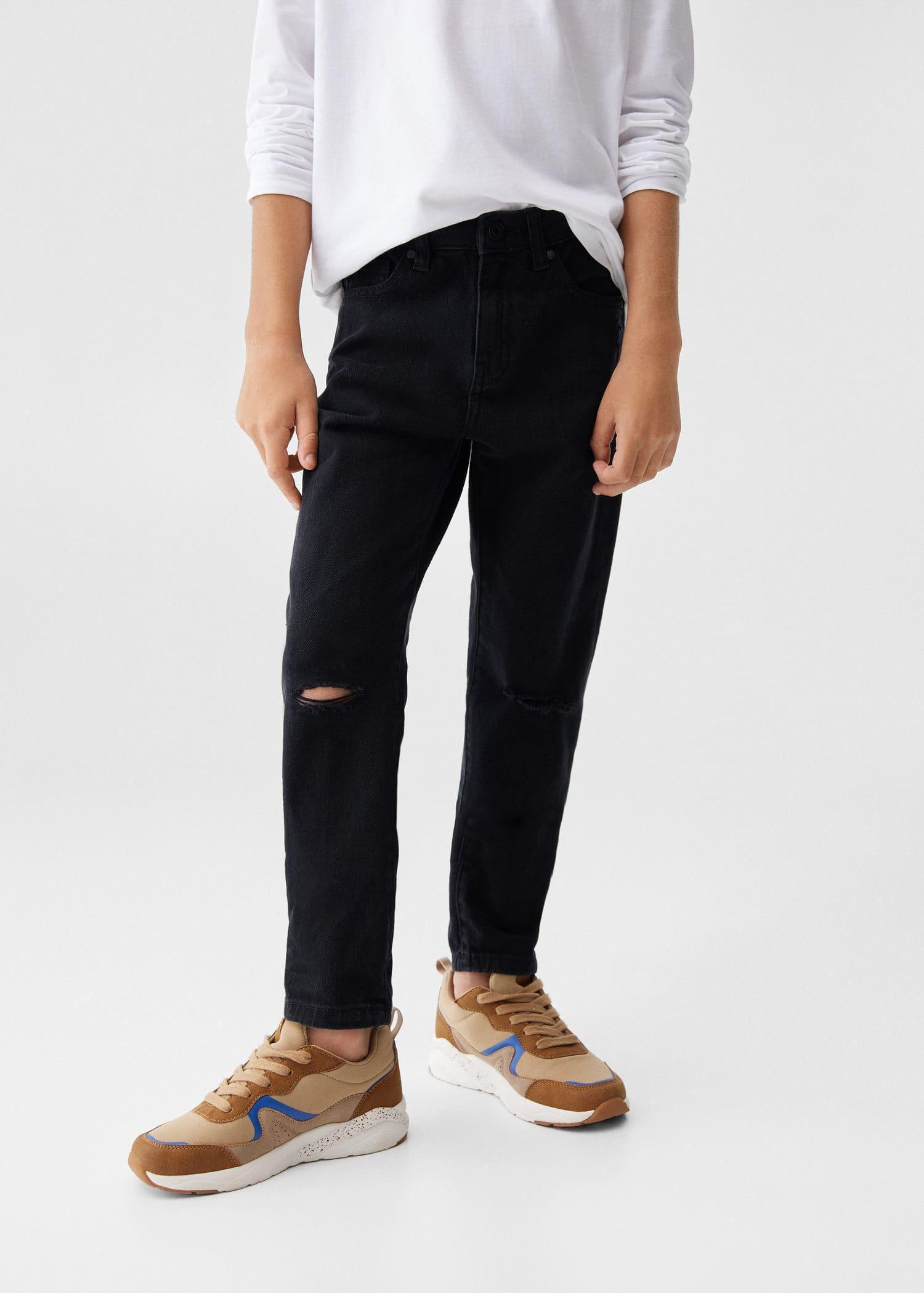 open grey Dad decorative ripped jeans, Kids Boy, , large image number 1