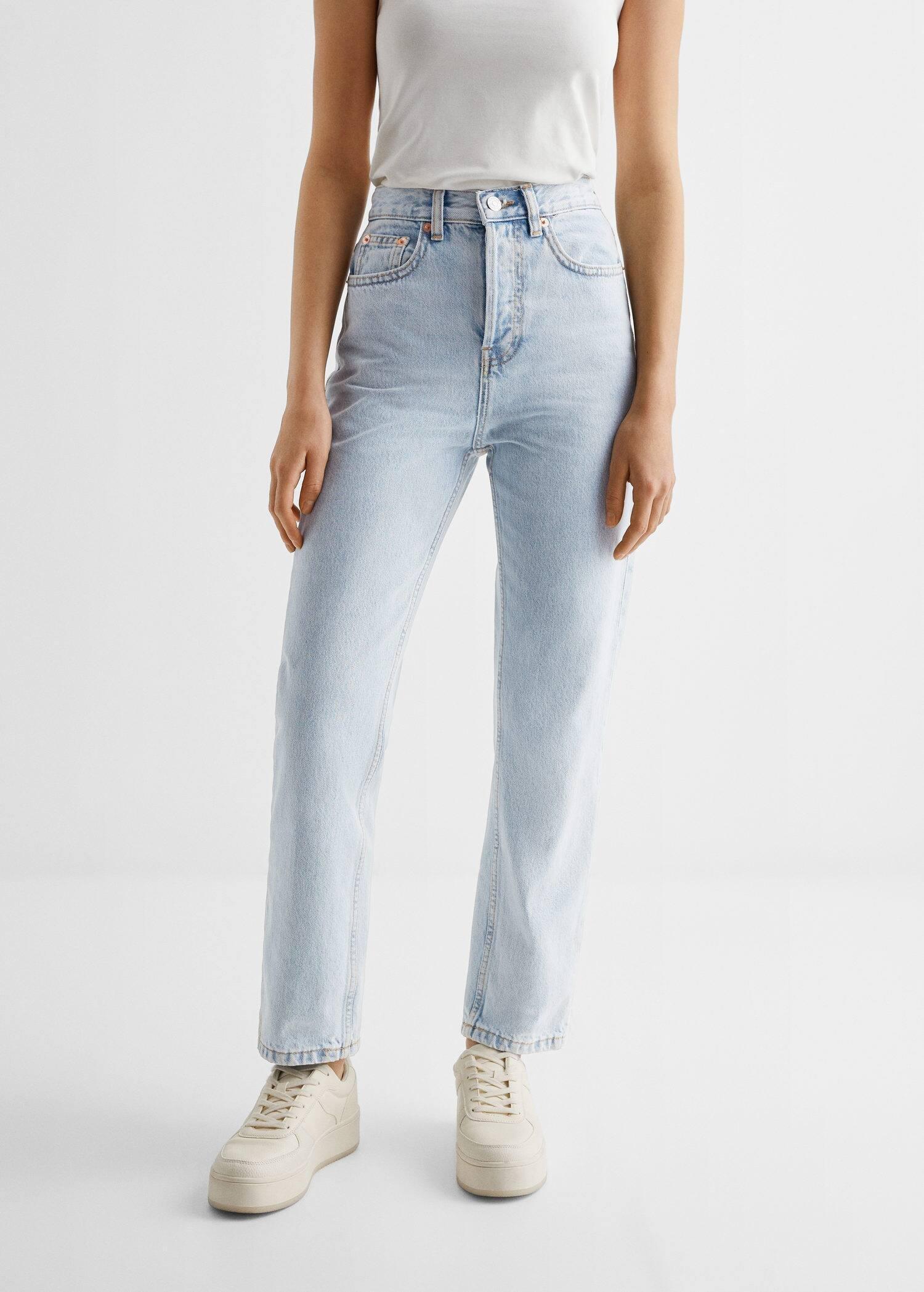 Blue Mom Fit Decorative Rips Jeans, Kids Girls, , large image number 2