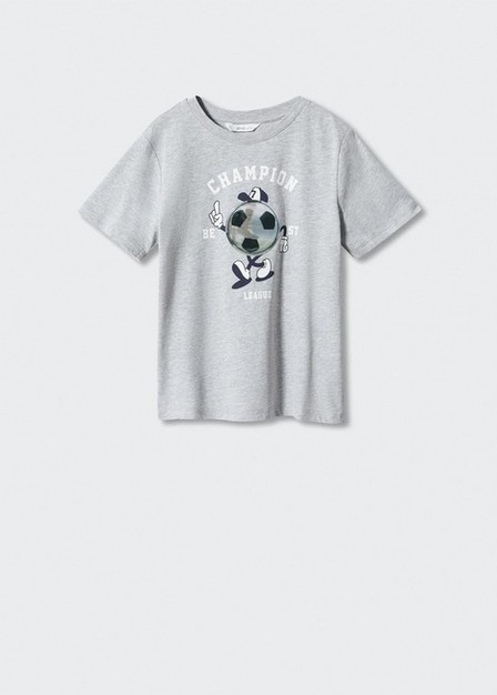 Mango - Grey Printed Cotton-Blend T-Shirt, Kids Boys