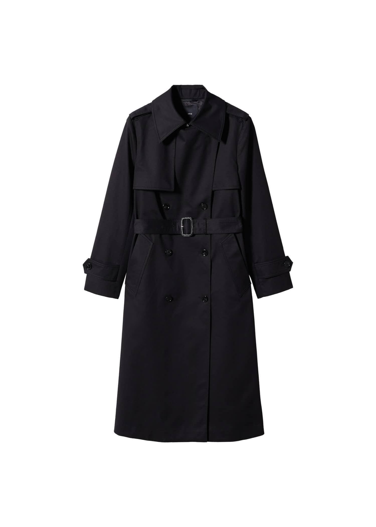 Black Classic Long Trench Coat, , large image number 4