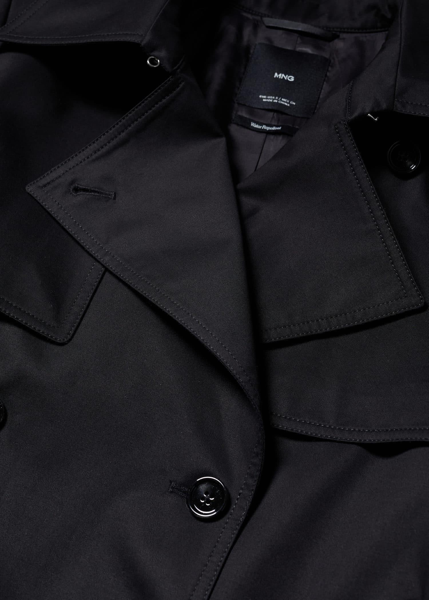Black Classic Long Trench Coat, , large image number 6