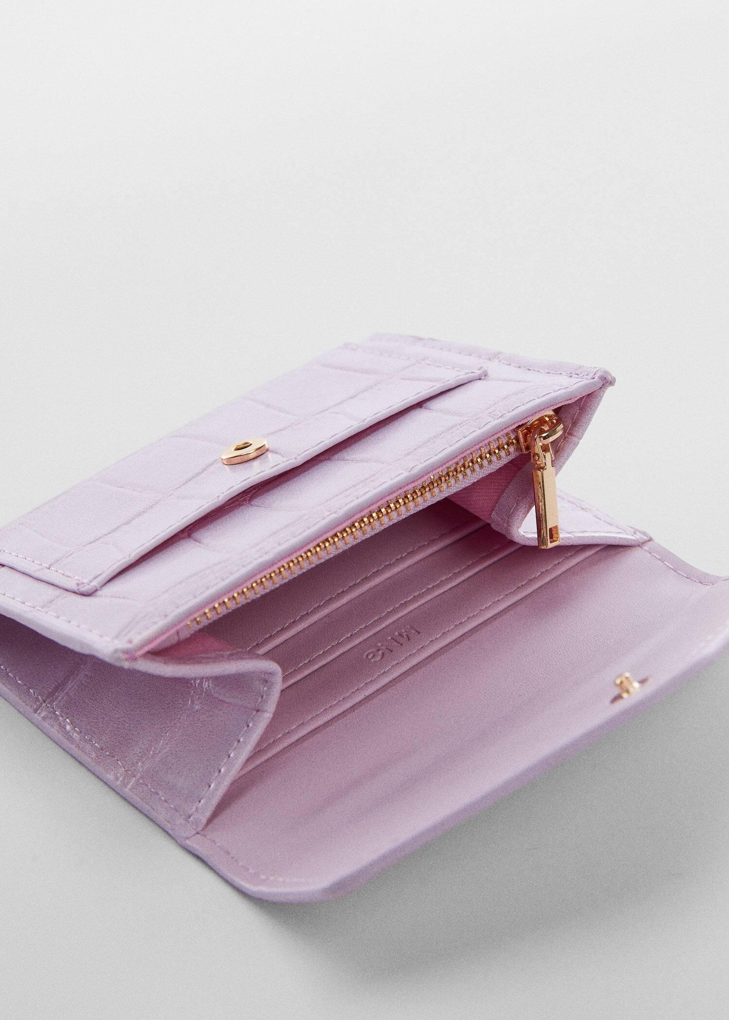 Purple Lt-Pastel Croc-Effect Flap Purse, , large image number 1