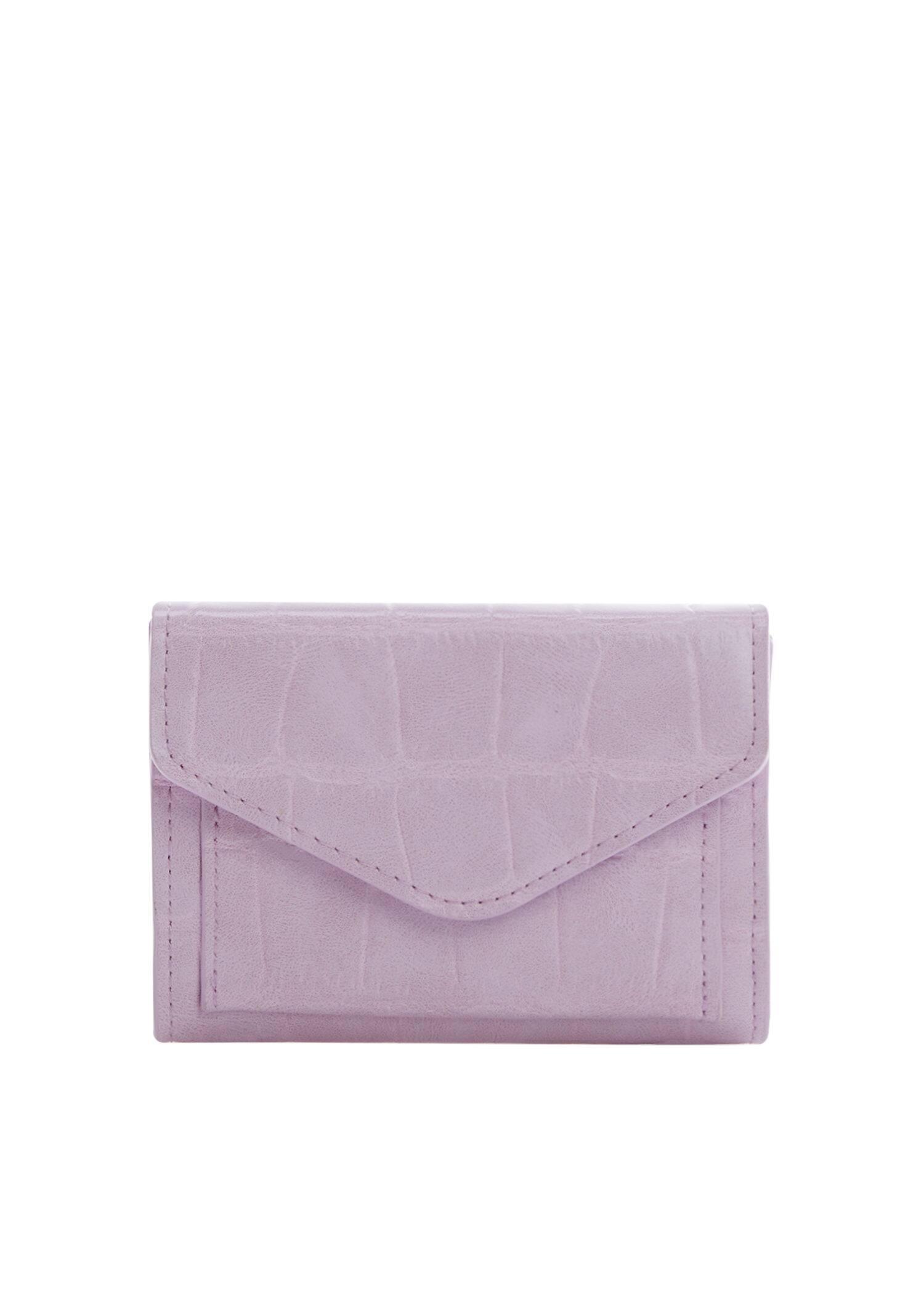 Purple Lt-Pastel Croc-Effect Flap Purse, , large image number 2
