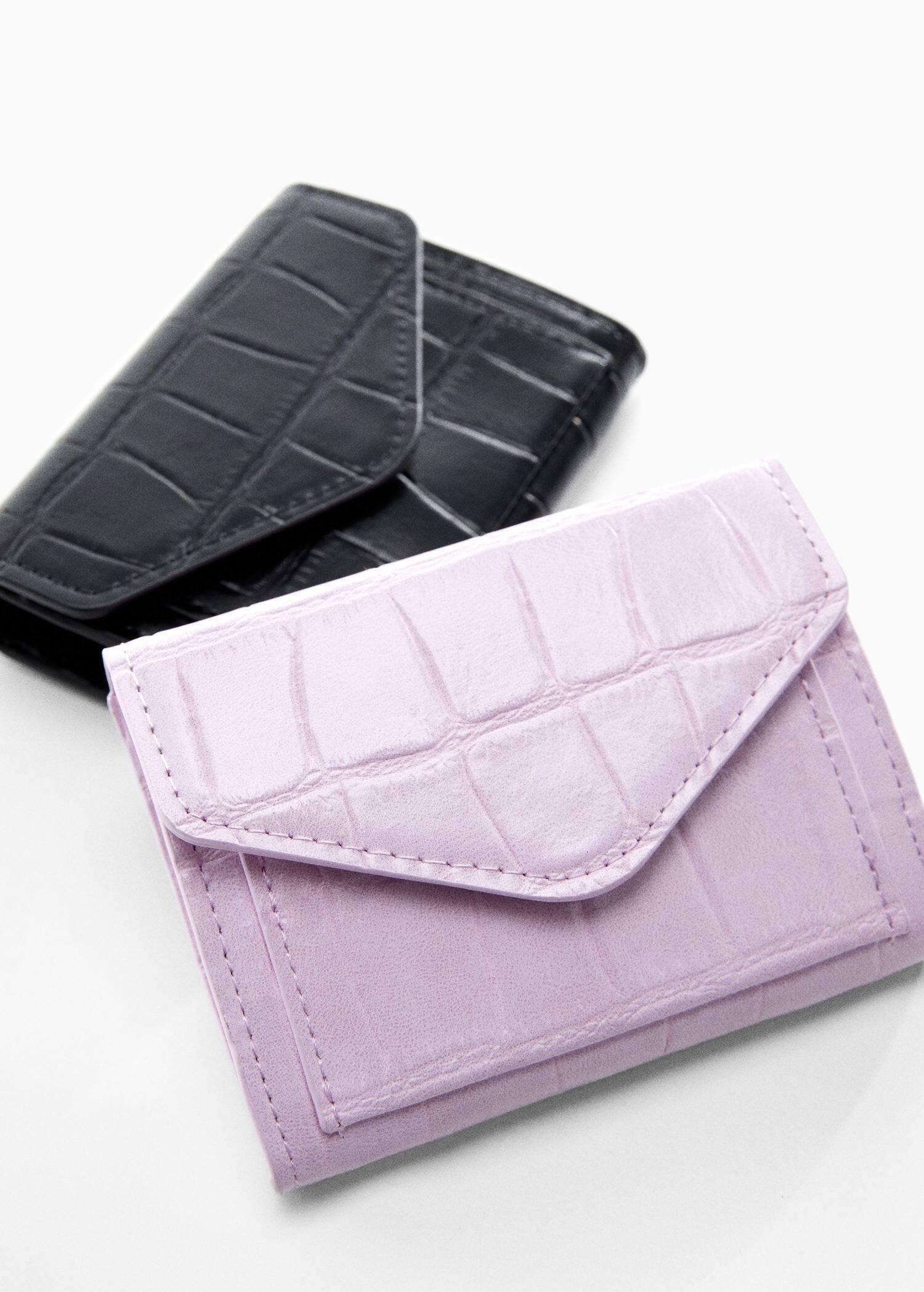 Purple Lt-Pastel Croc-Effect Flap Purse, , large image number 4