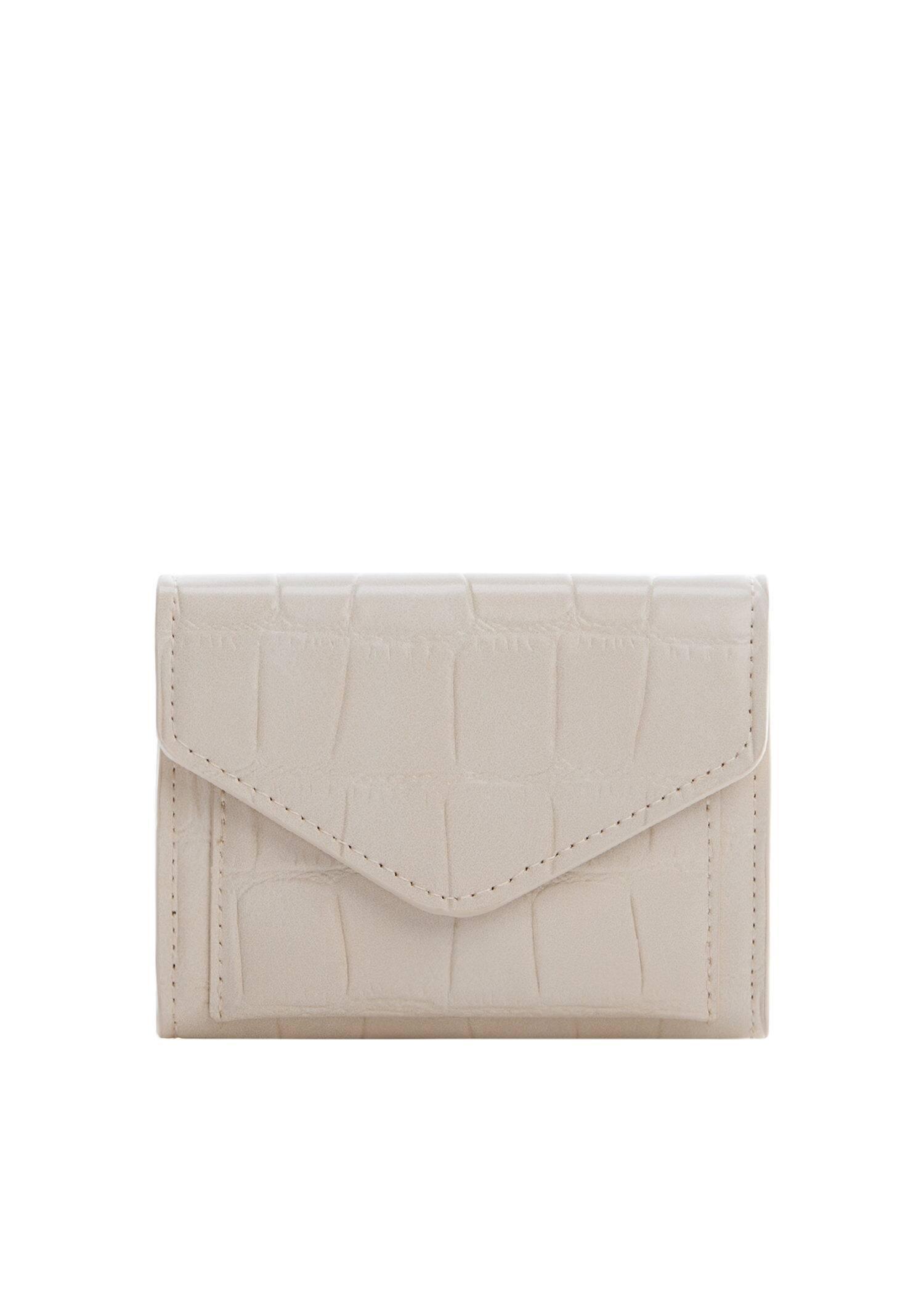 Mango White Croc Effect Flap Purse Azadea UAE