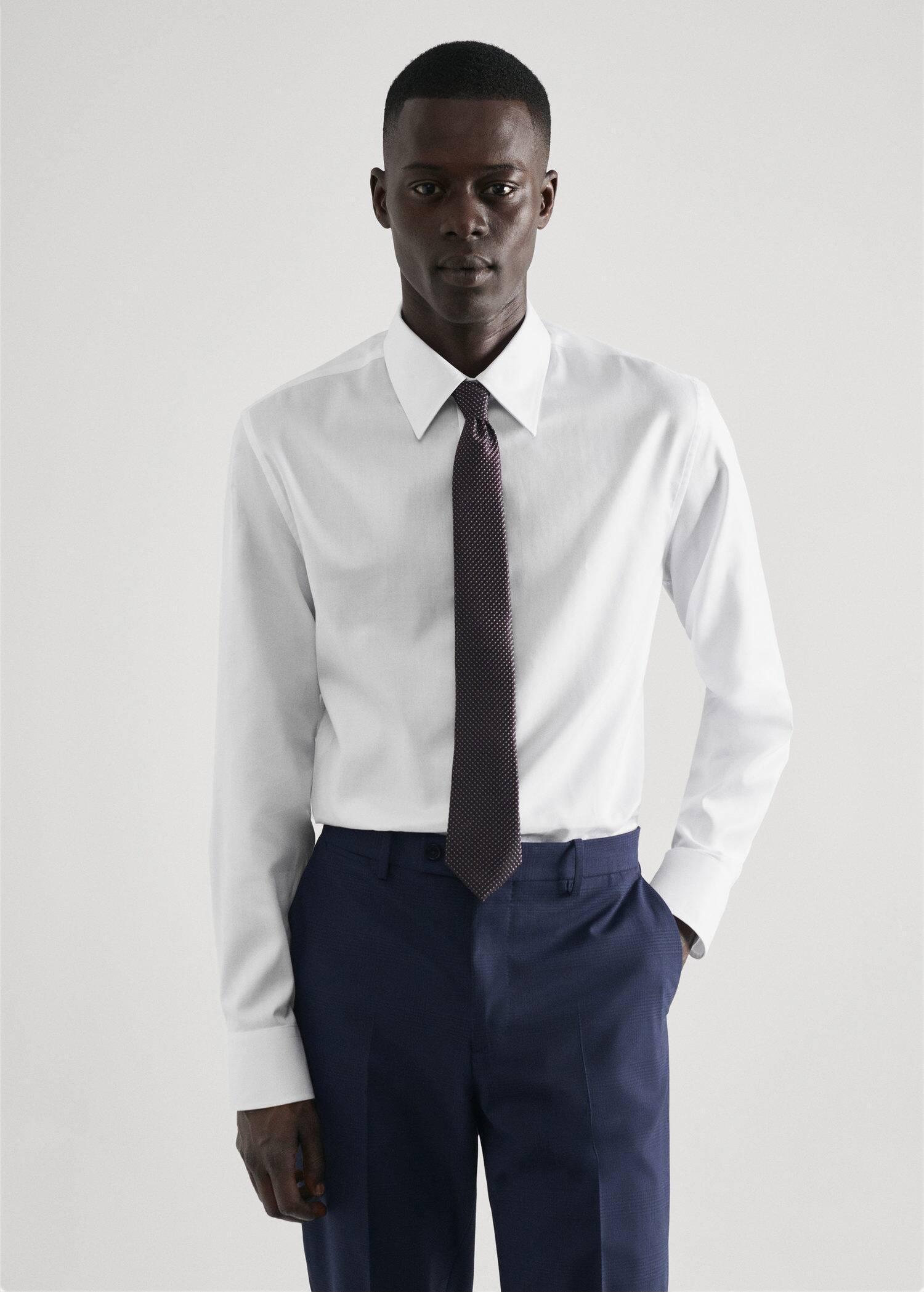 تسوق White Cotton Suit Shirt Mango | أزاديا الإمارات العربية المتحدة