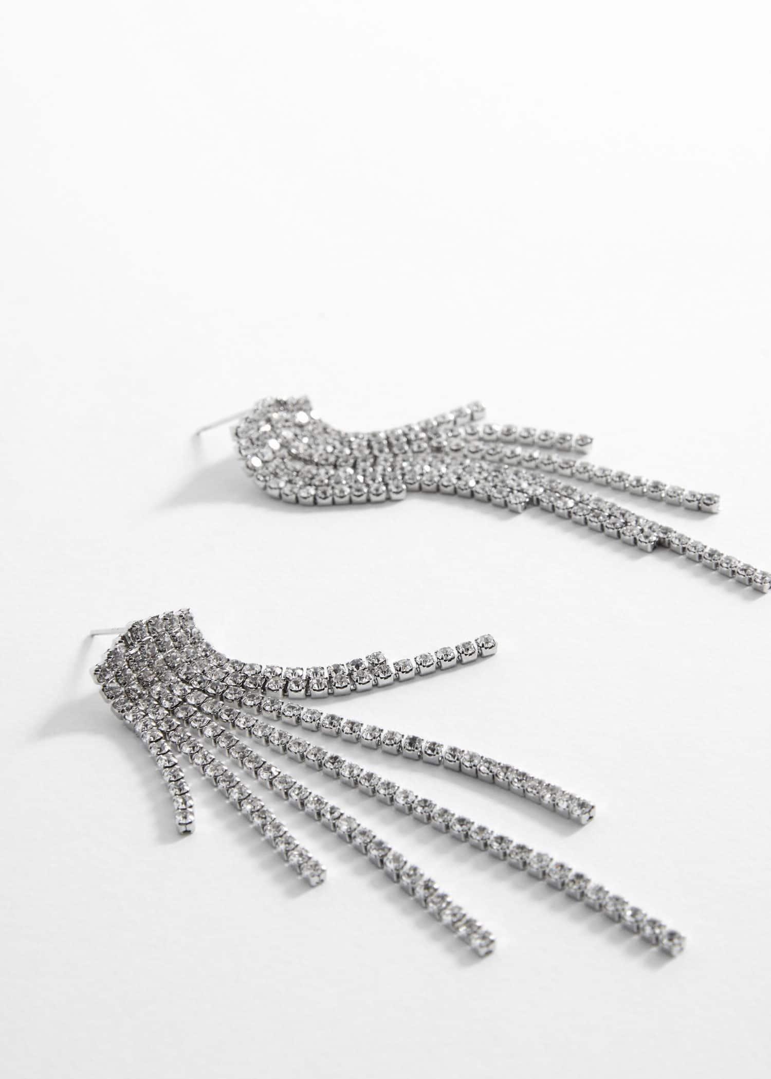 Silver Rhinestone Pendant Earrings, Kids Girls, , large image number 0