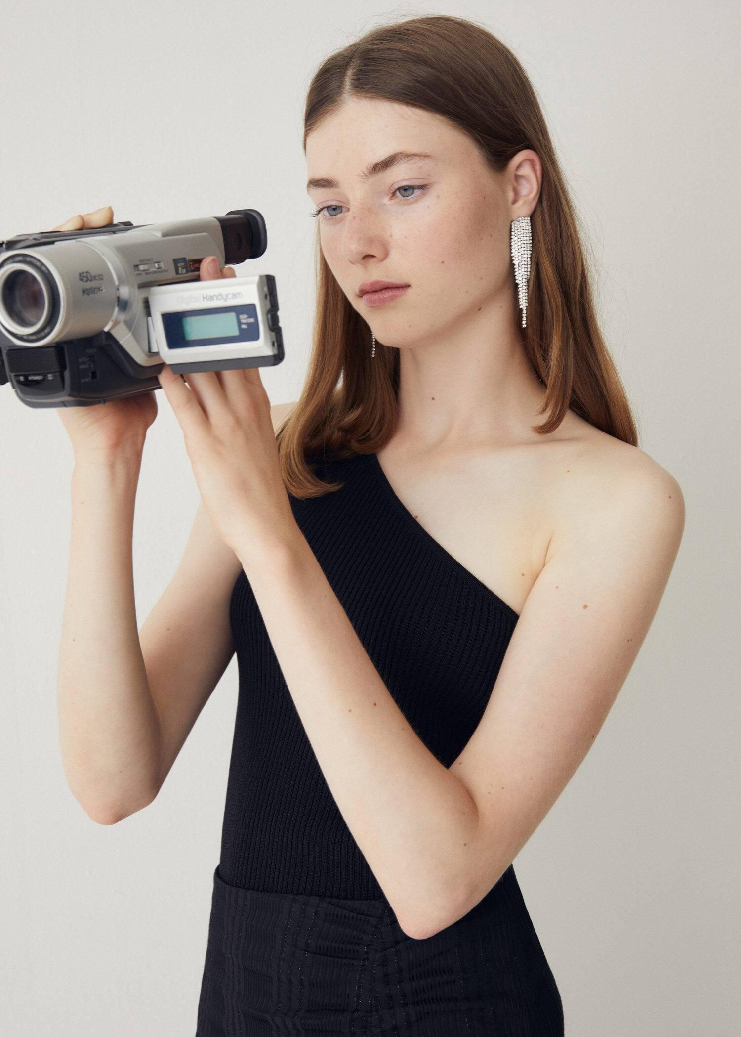 Silver Rhinestone Pendant Earrings, Kids Girls, , large image number 1