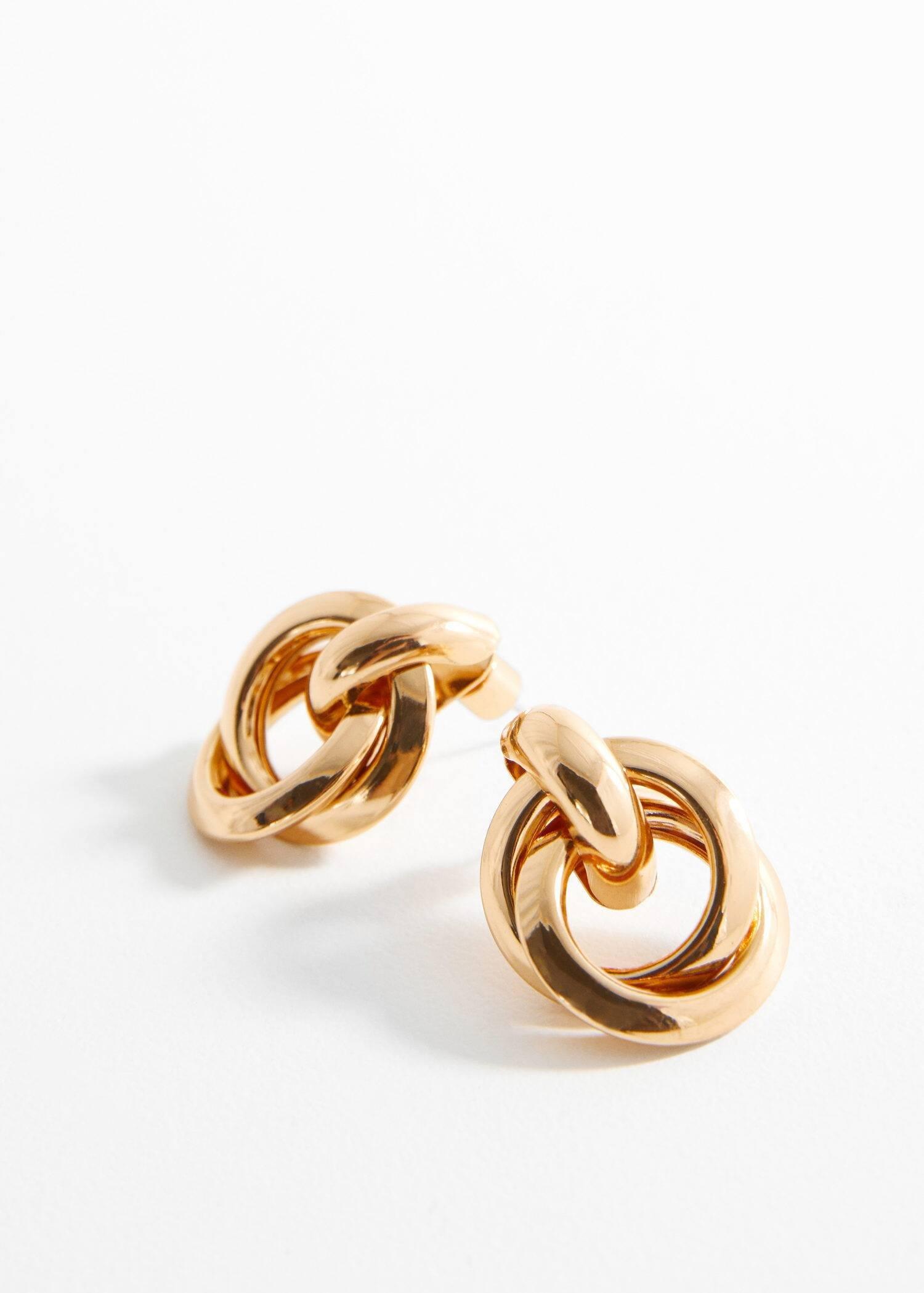 Gold Intertwined Hoop Earrings, , large image number 0