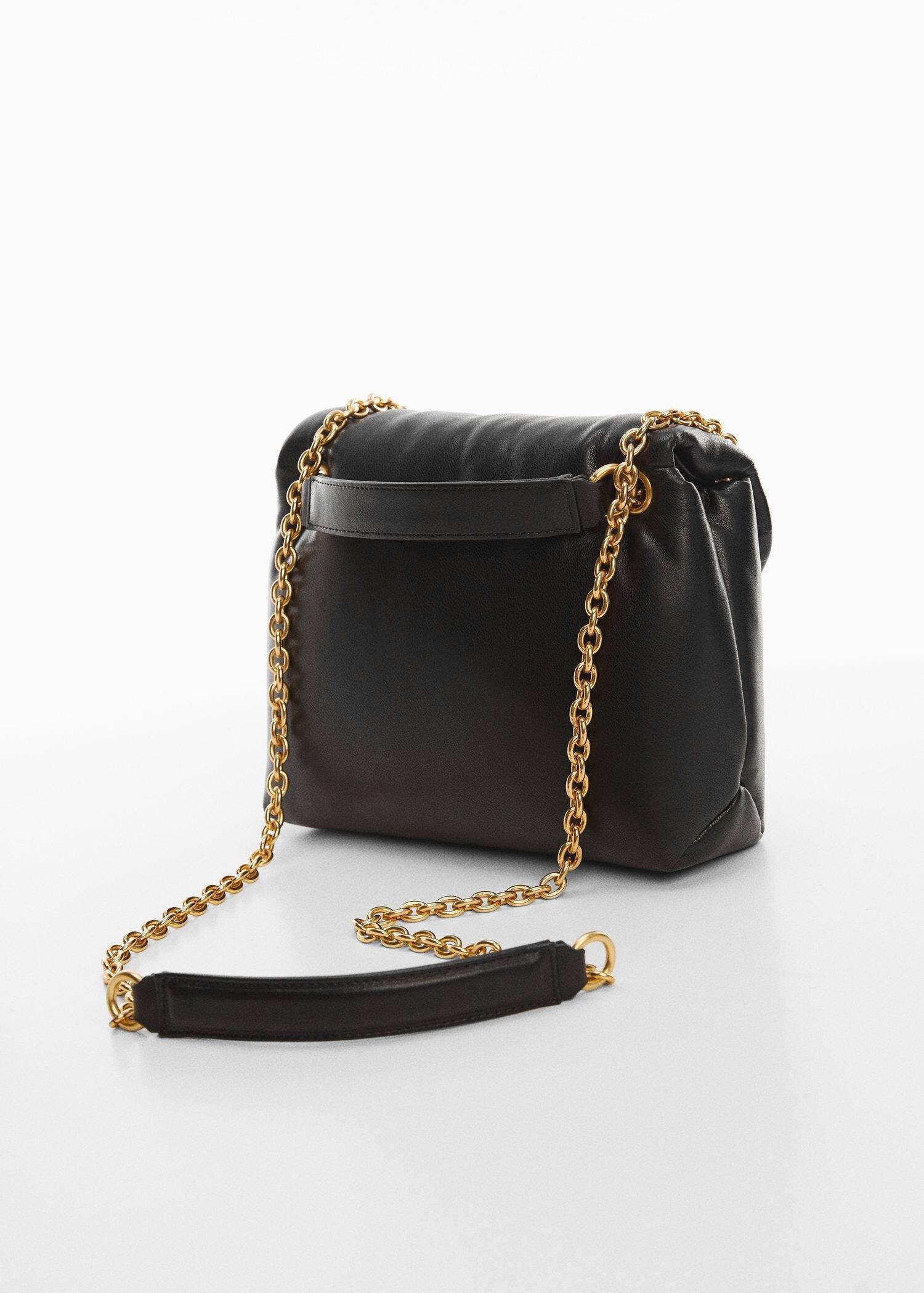 Mango Quilted Double Chain Shoulder Bag, Black