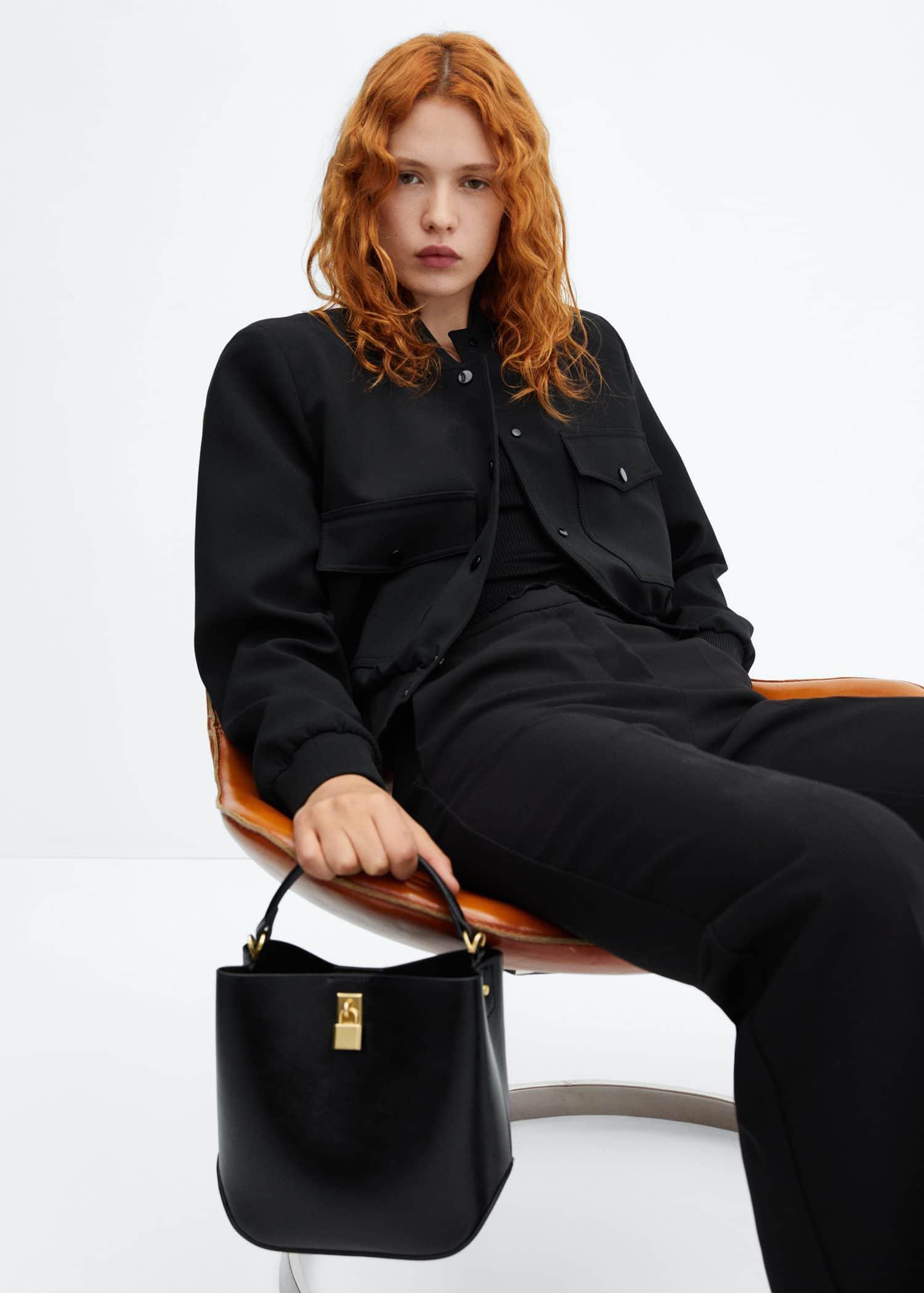 Black Padlock Mini Shopper Back, , large image number 5