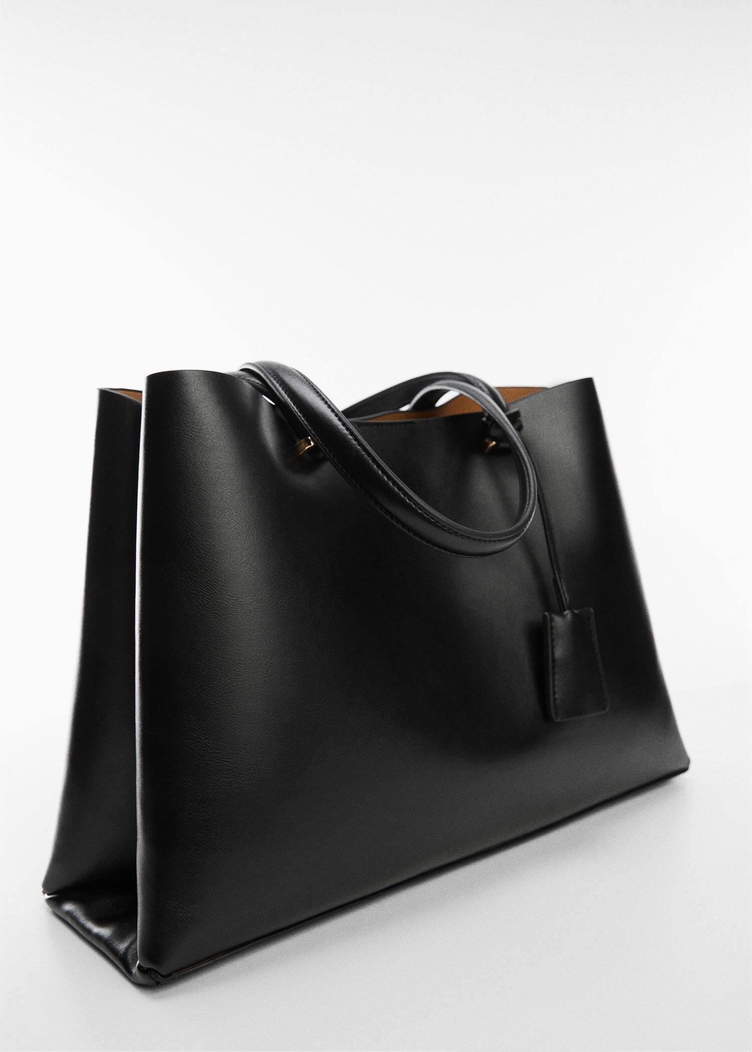 Black Double Compartment Shopper Bag, , large image number 0