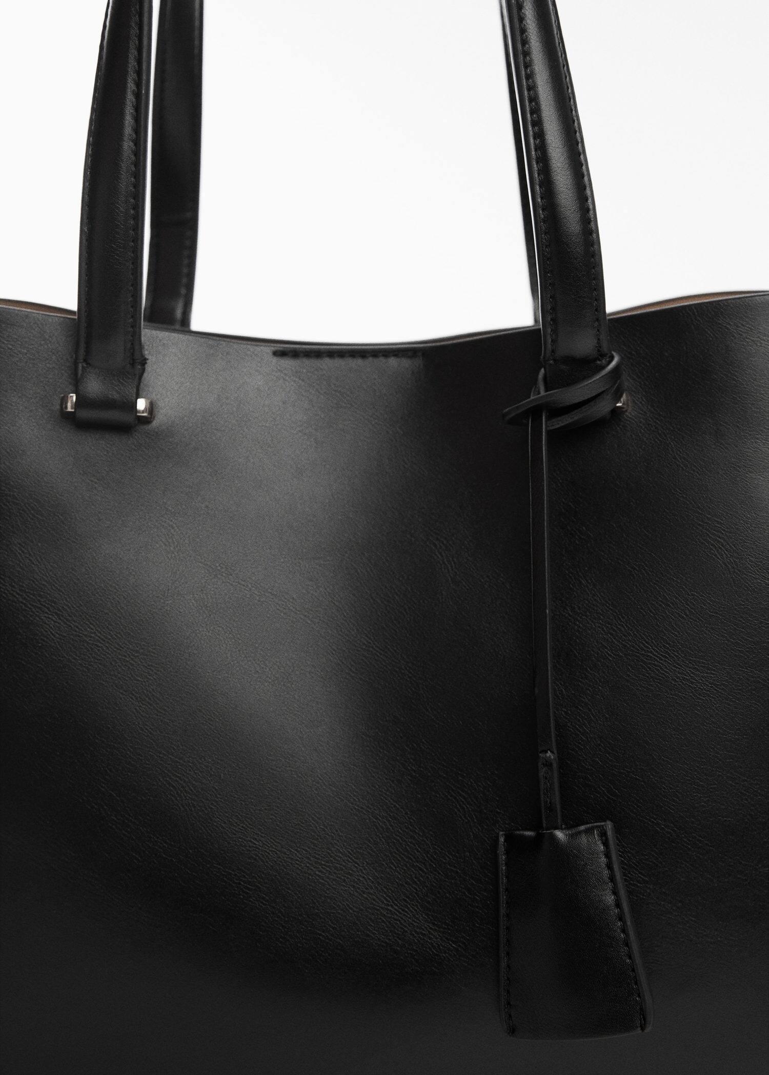 Black Double Compartment Shopper Bag, , large image number 1