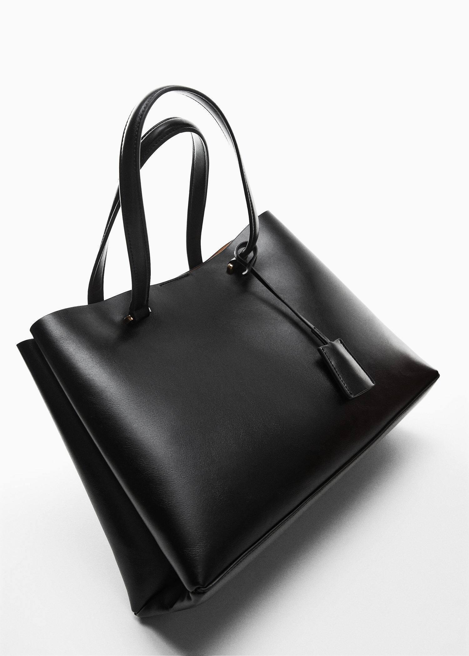 Black Double Compartment Shopper Bag, , large image number 4