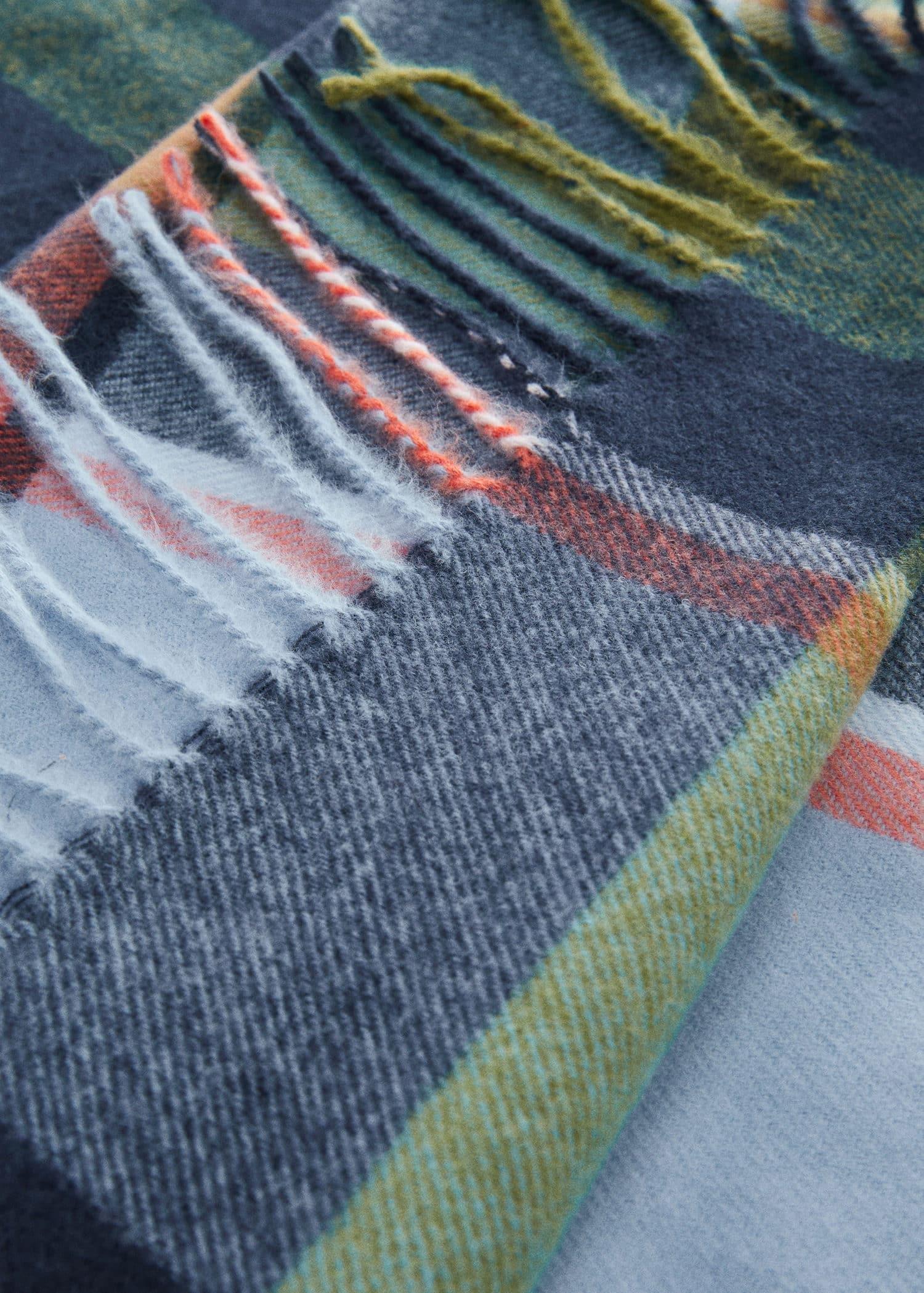 Navy Wide Tartan Scarf, , large image number 0