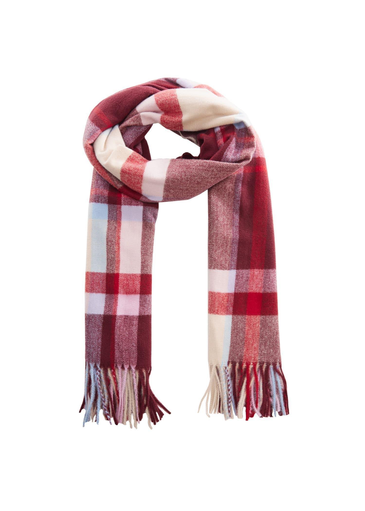 Maroon Wide Tartan Scarf, , large image number 1