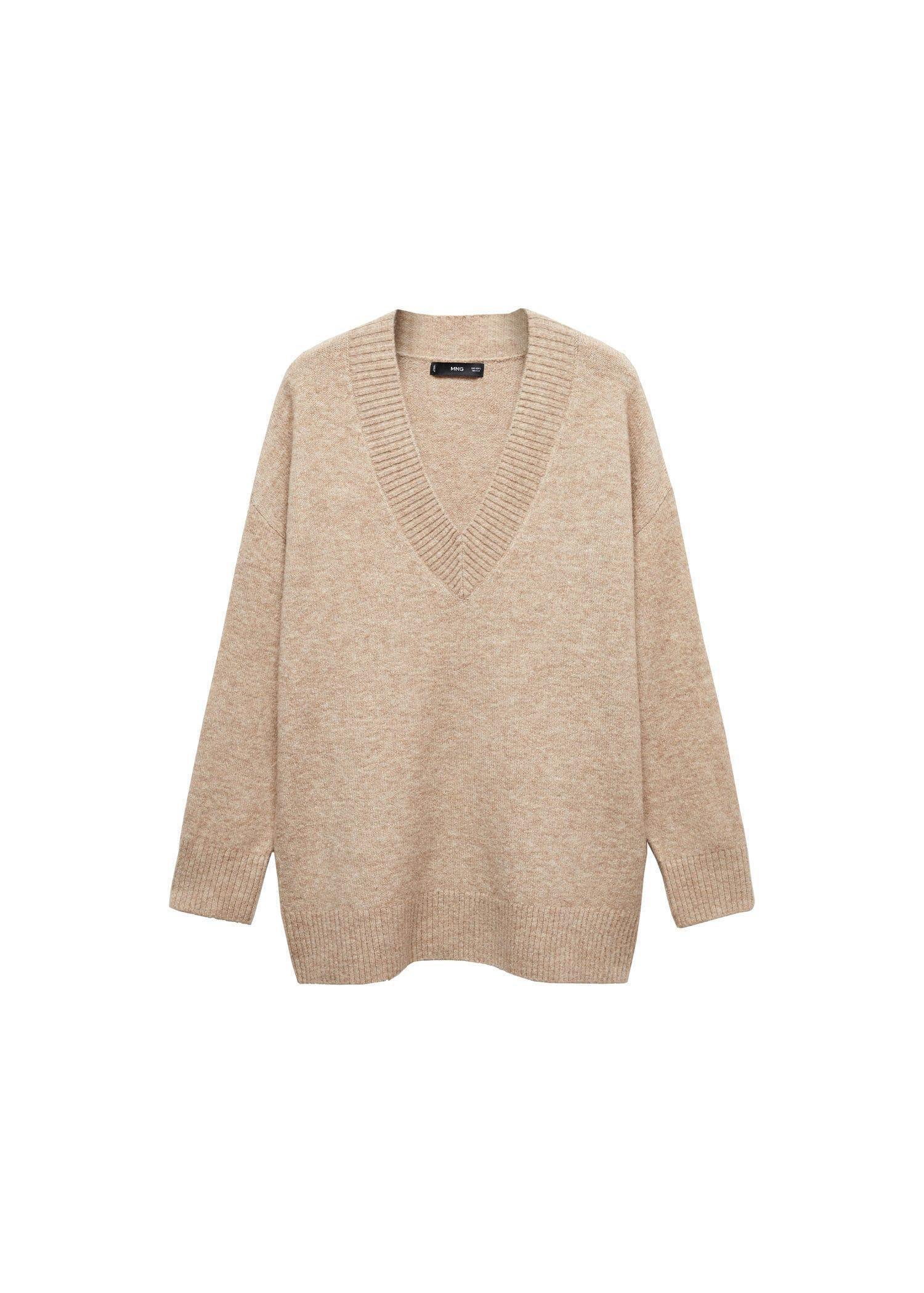 Grey Oversized V-Neck Sweater, , large image number 3