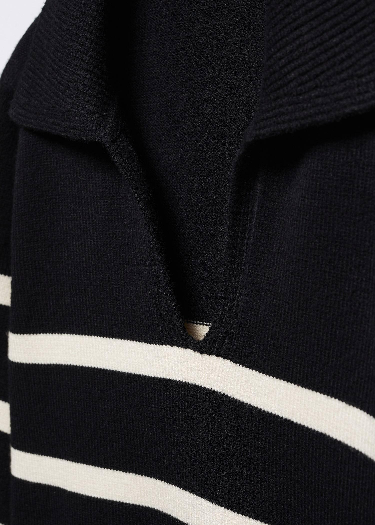 Black Striped Polo-Neck Sweater, , large image number 2