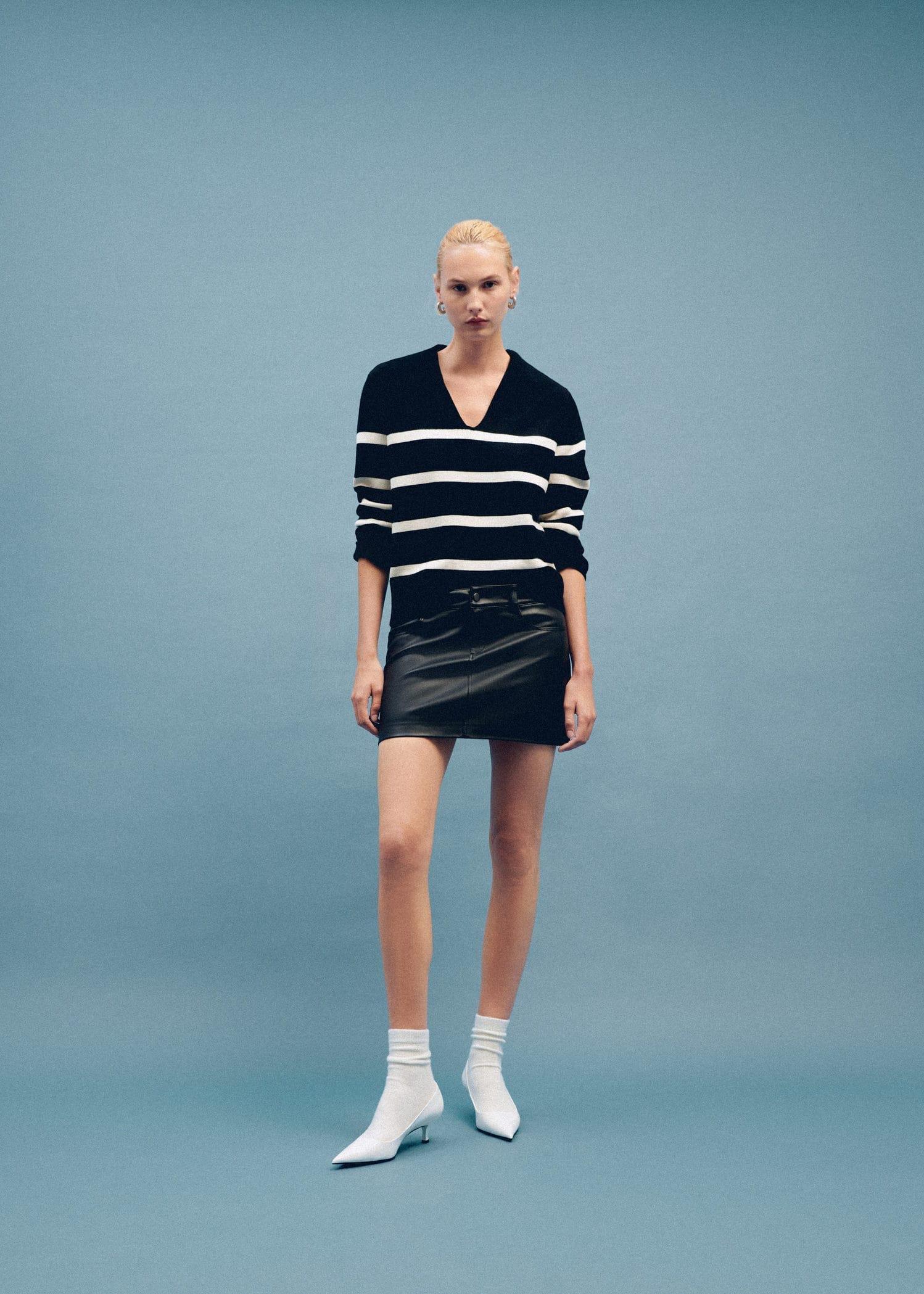 Black Striped Polo-Neck Sweater, , large image number 3