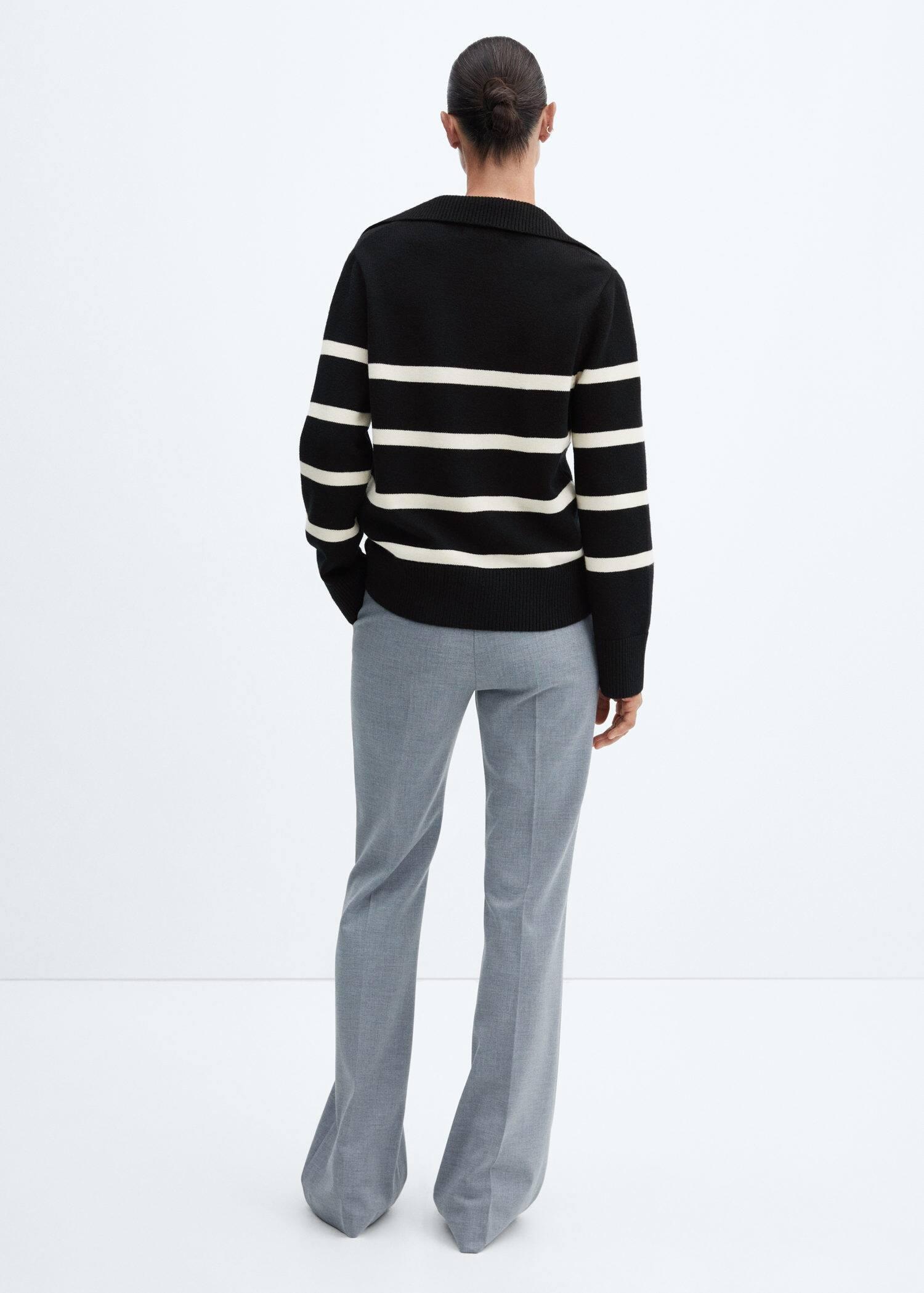 Black Striped Polo-Neck Sweater, , large image number 5