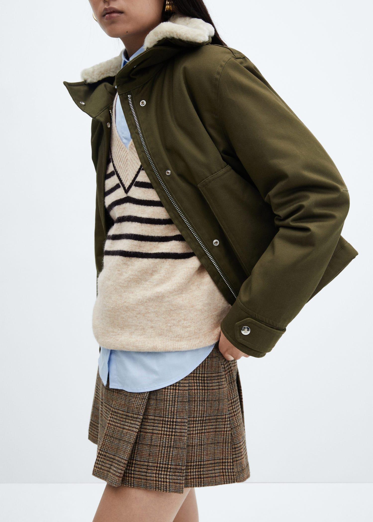 Brown V-Neck Striped Sweater, , large image number 2