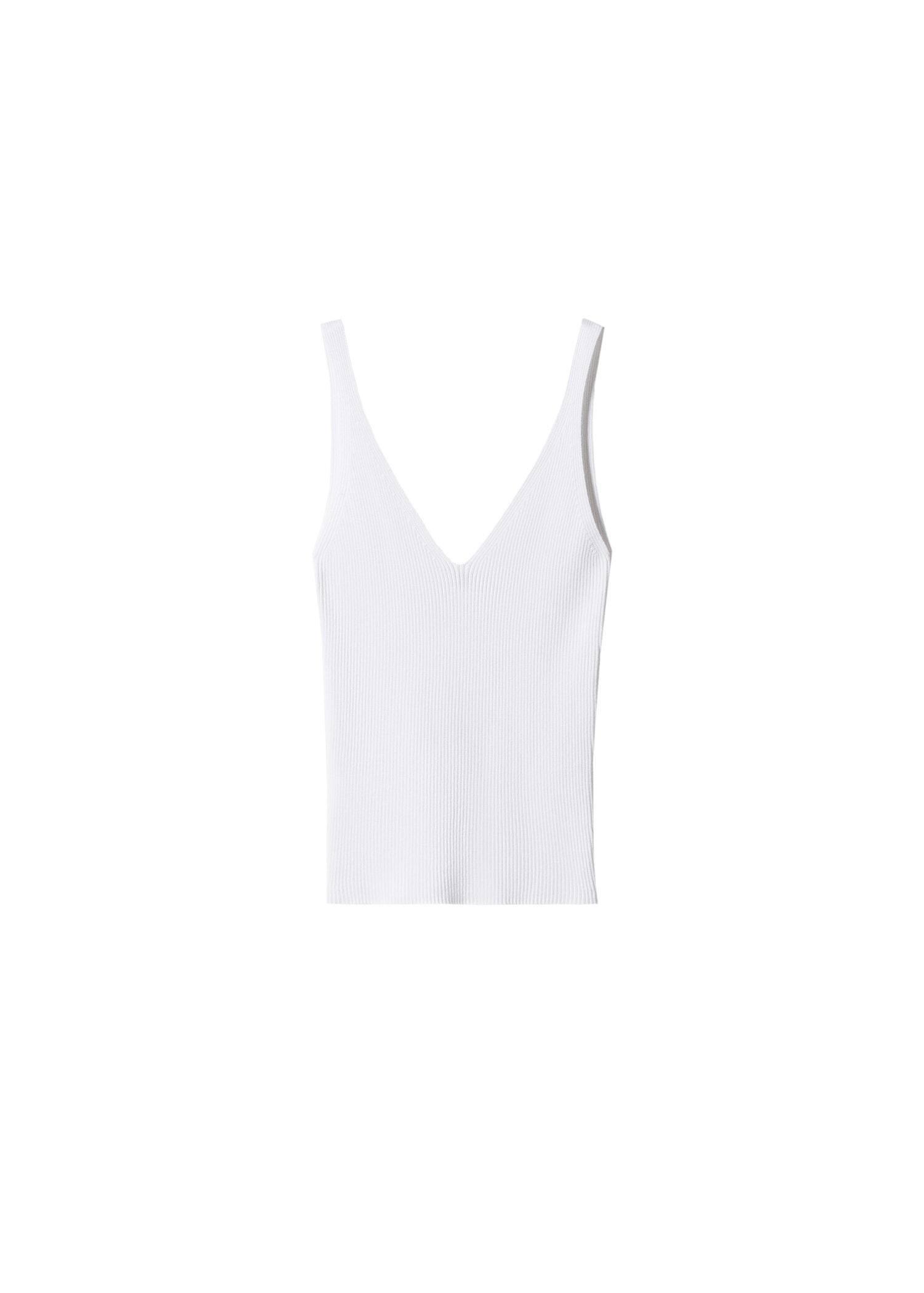 Beige V-Neck Knitted Top, , large image number 4