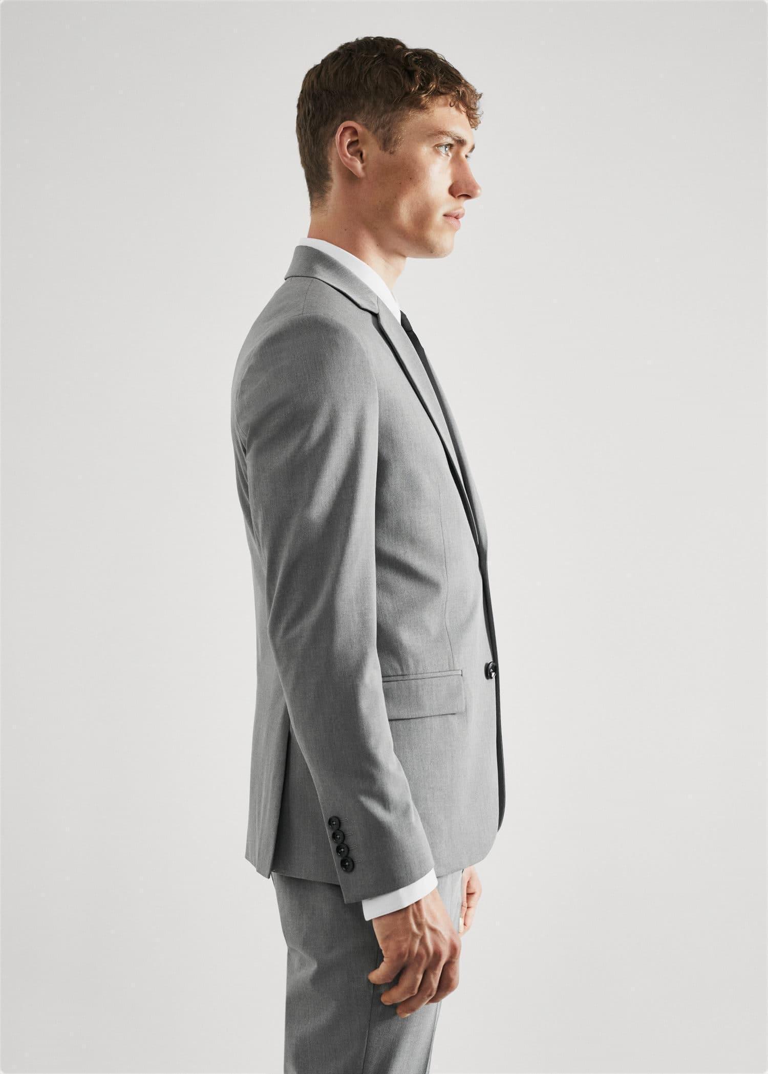 Grey Super Slim Stretch Suit Blazer, , large image number 2