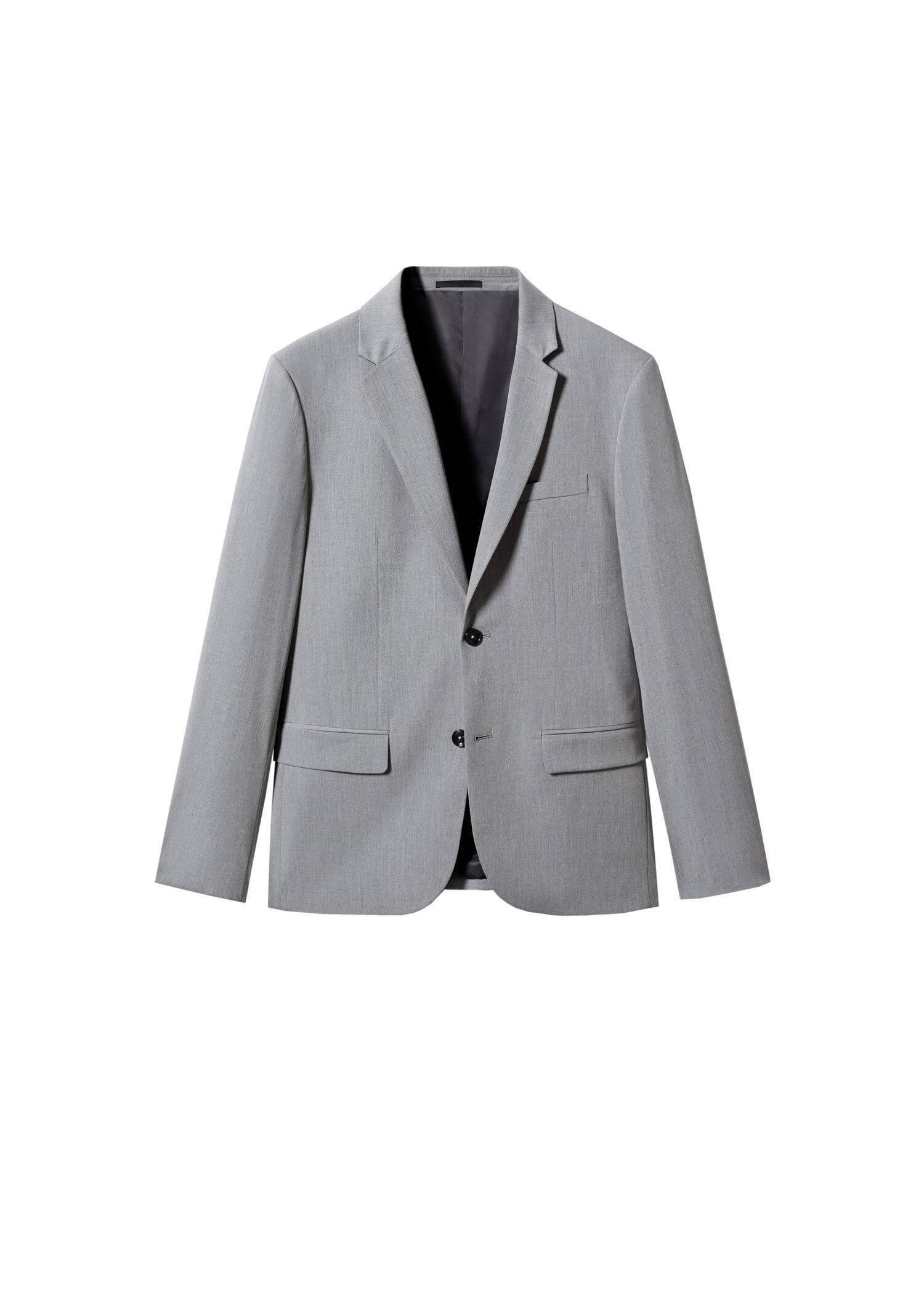 Grey Super Slim Stretch Suit Blazer, , large image number 3
