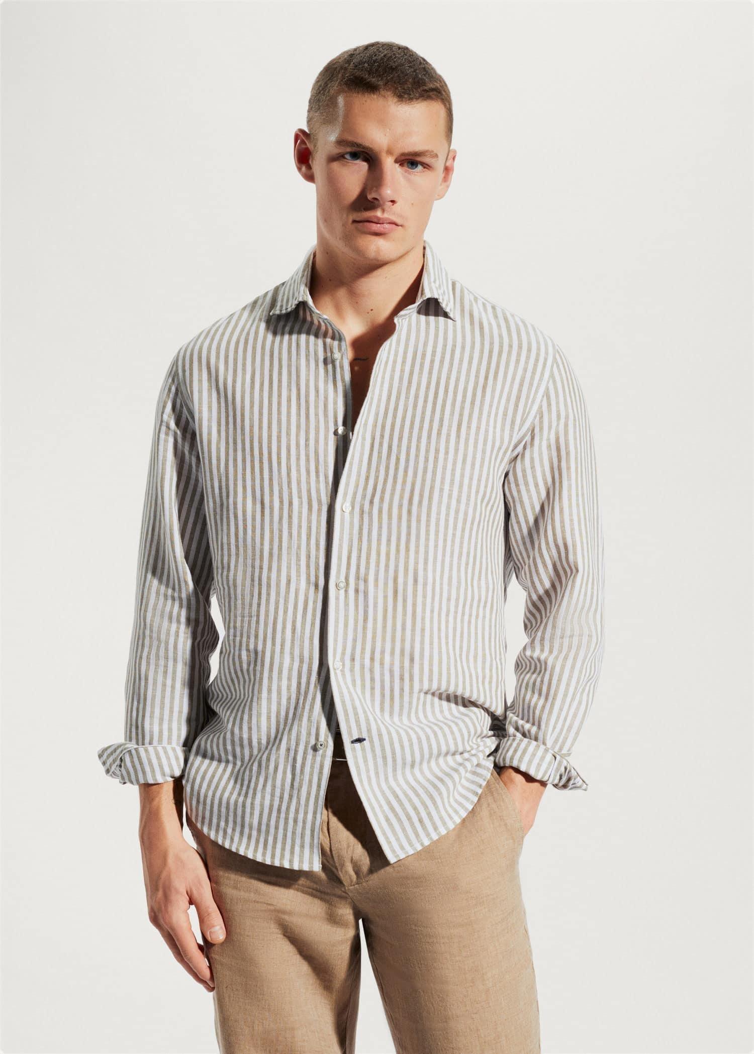 Muscle fit linen store shirt