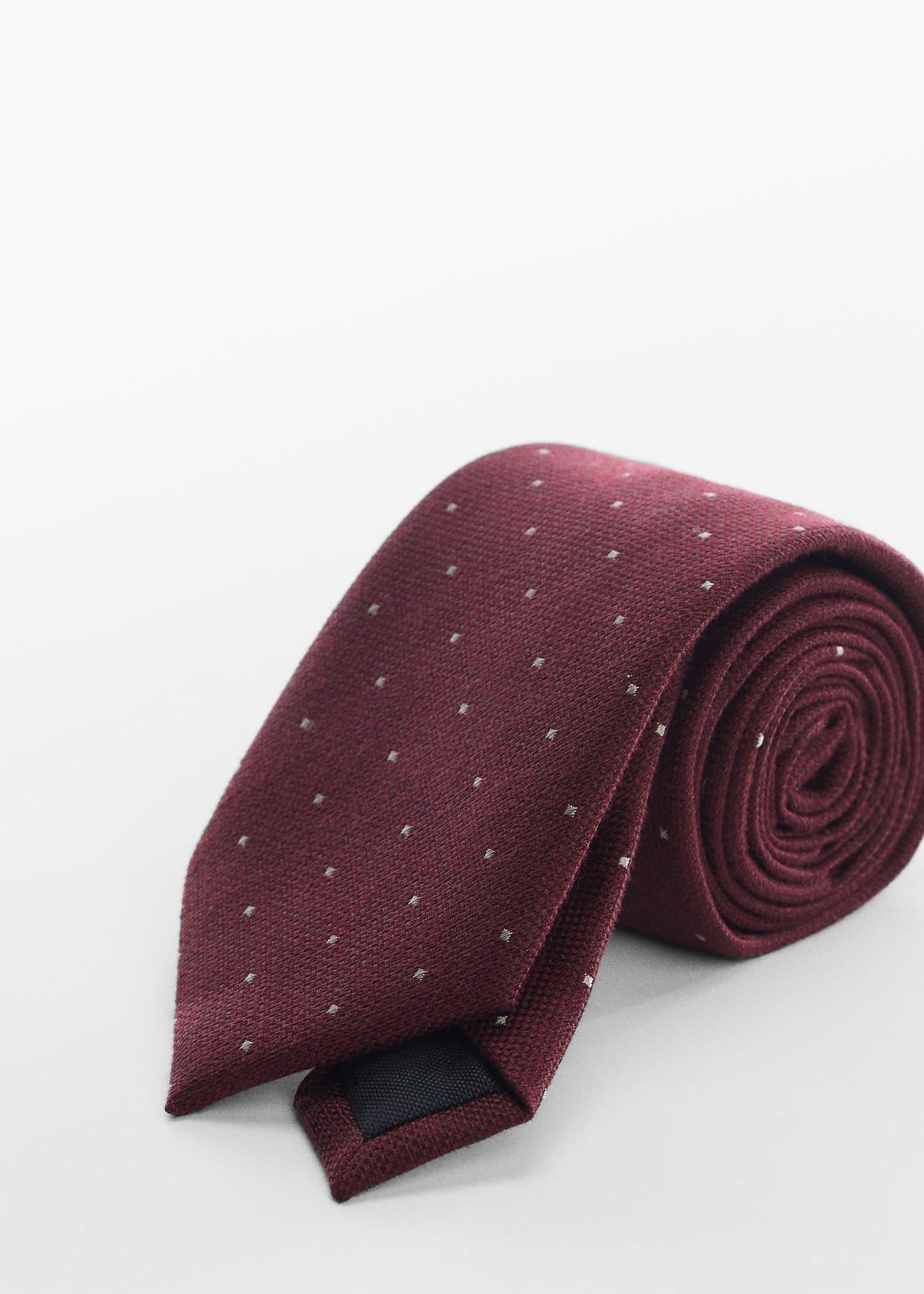 Red Micro Polka-Dot Structure Tie, , large image number 0