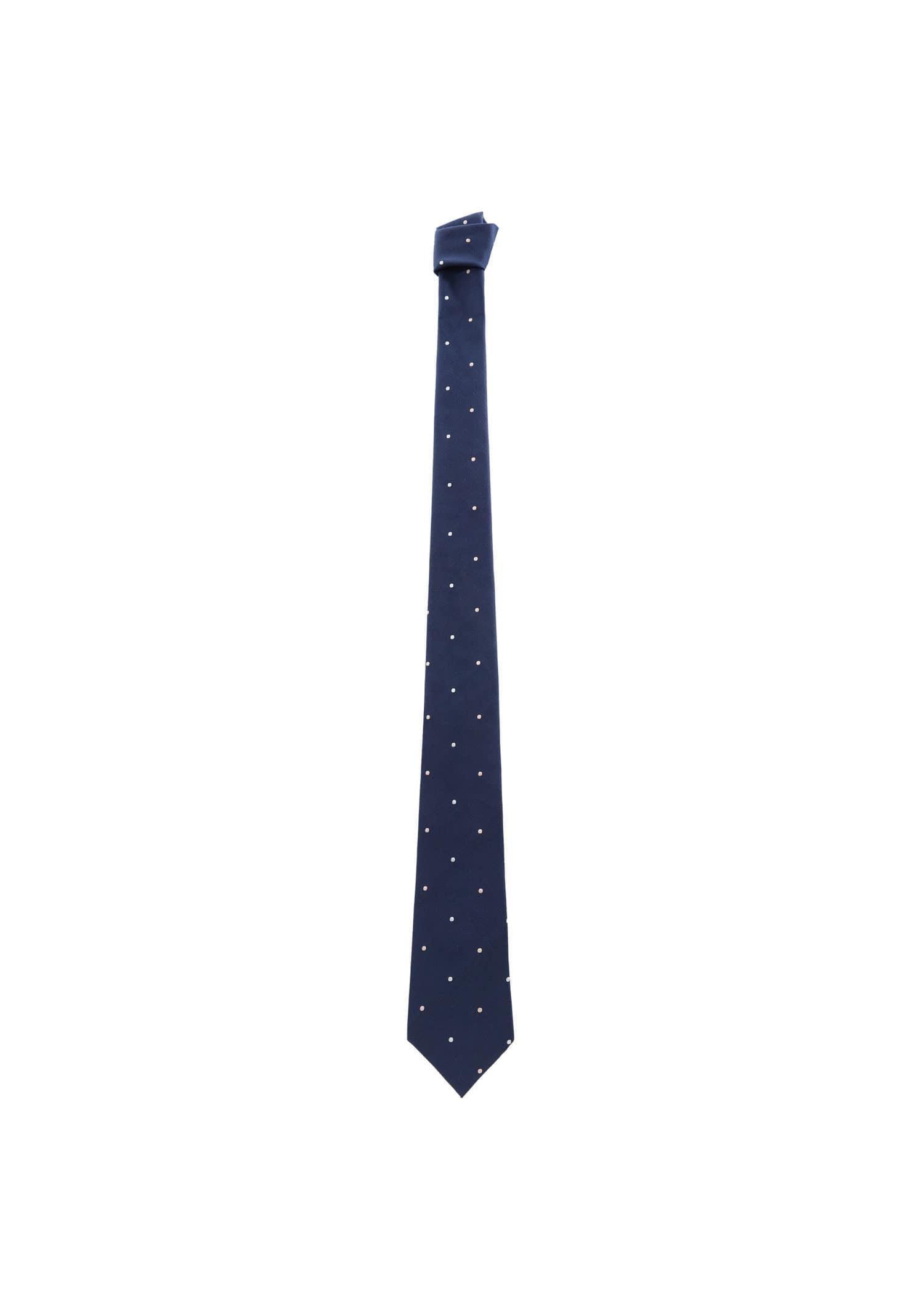 Navy Cotton Polka-Dots Tie, , large image number 1