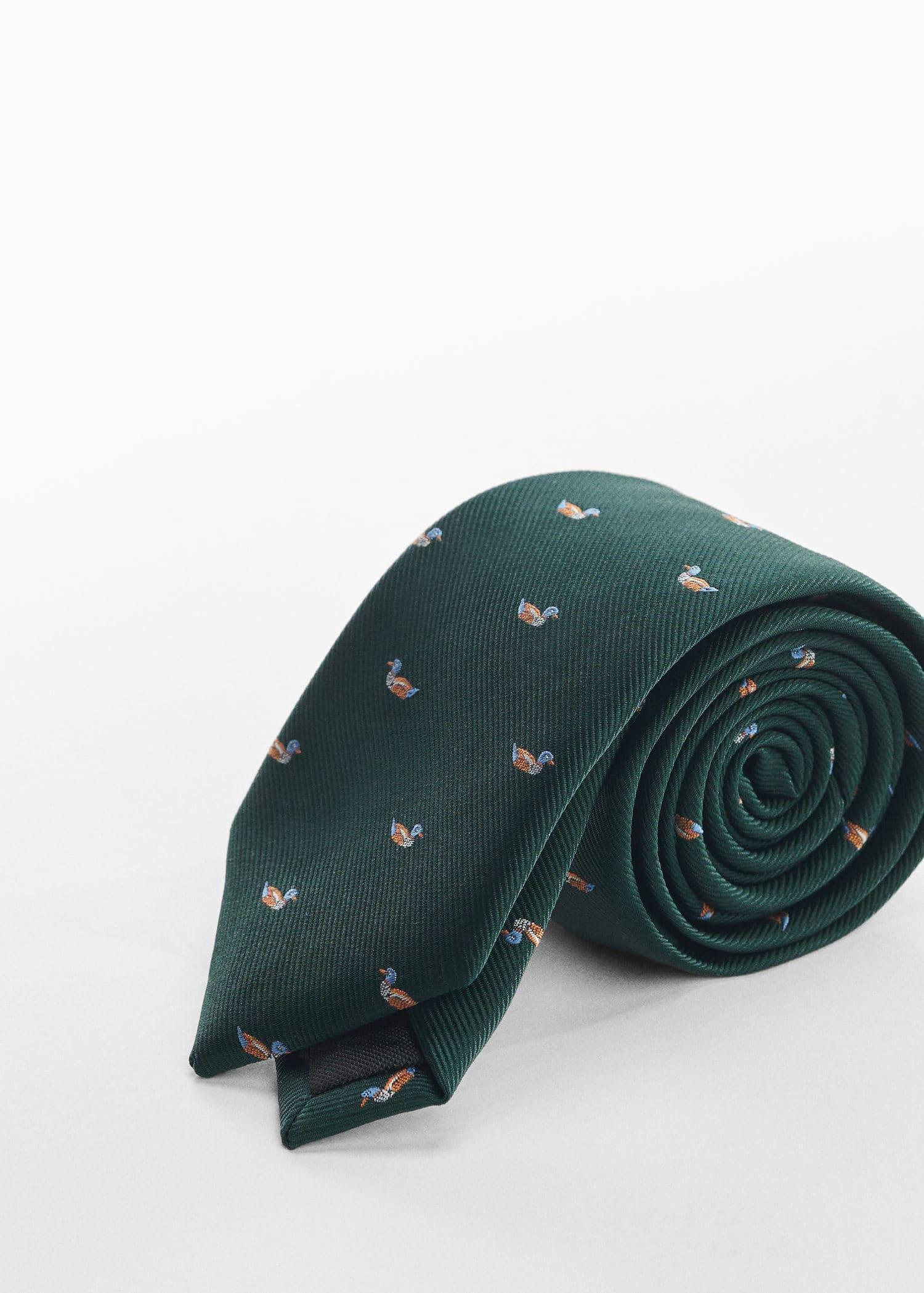 Green Floral Print Tie, , large image number 0