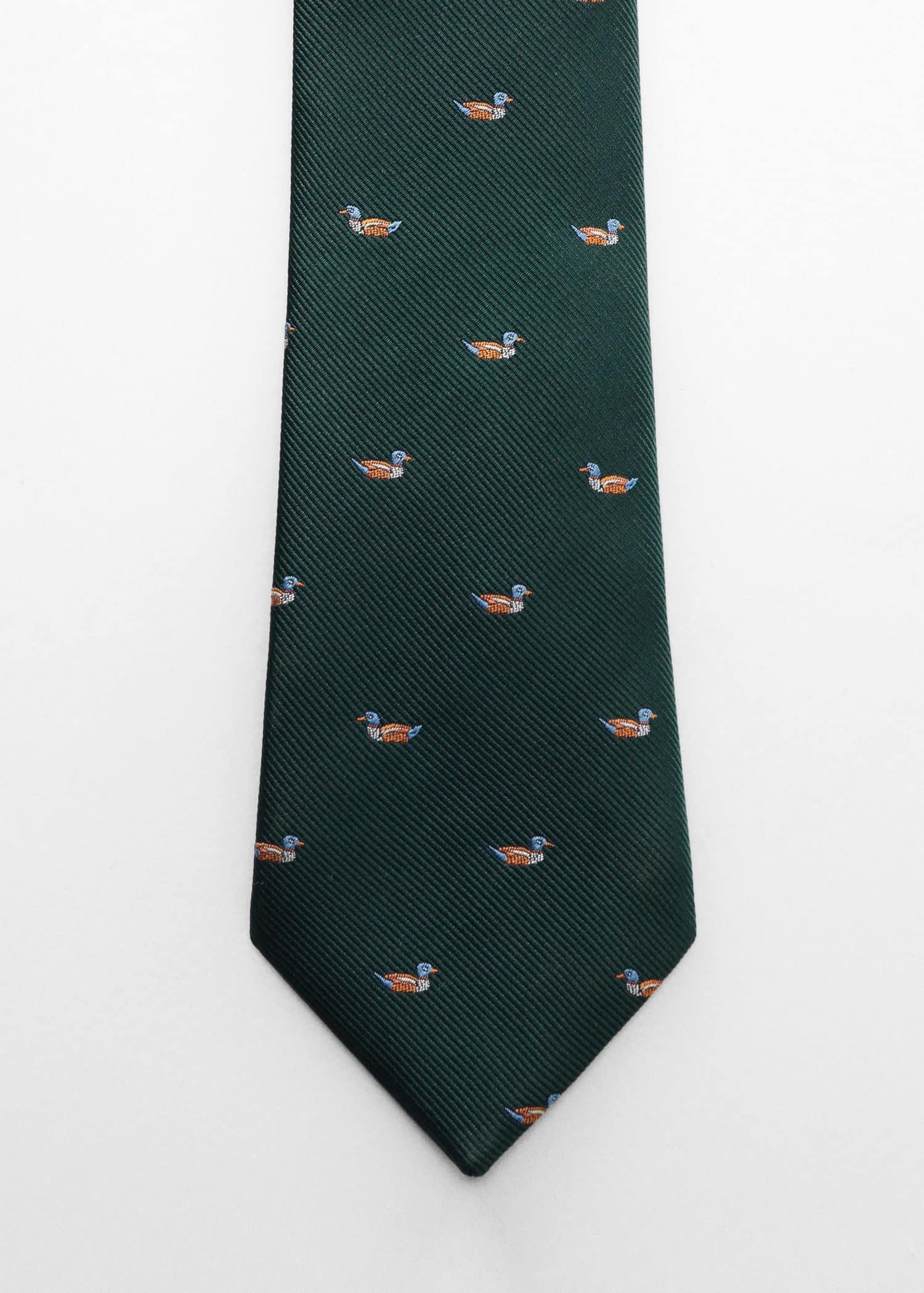 Green Floral Print Tie, , large image number 1